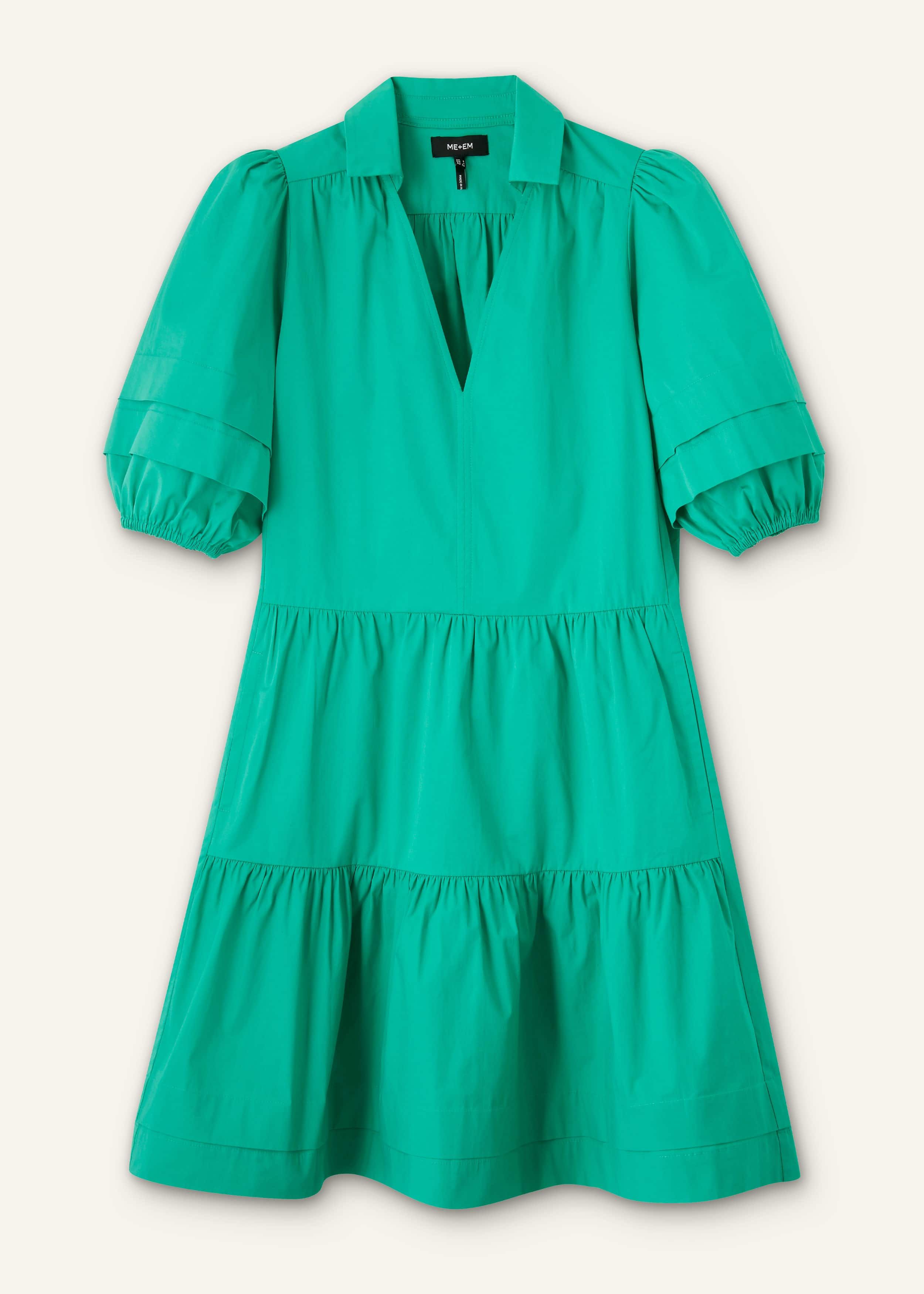 Women's Green Super Soft Poplin Swing Dress | ME+EM Women's Green Super Soft Poplin Swing Dress | ME+EM