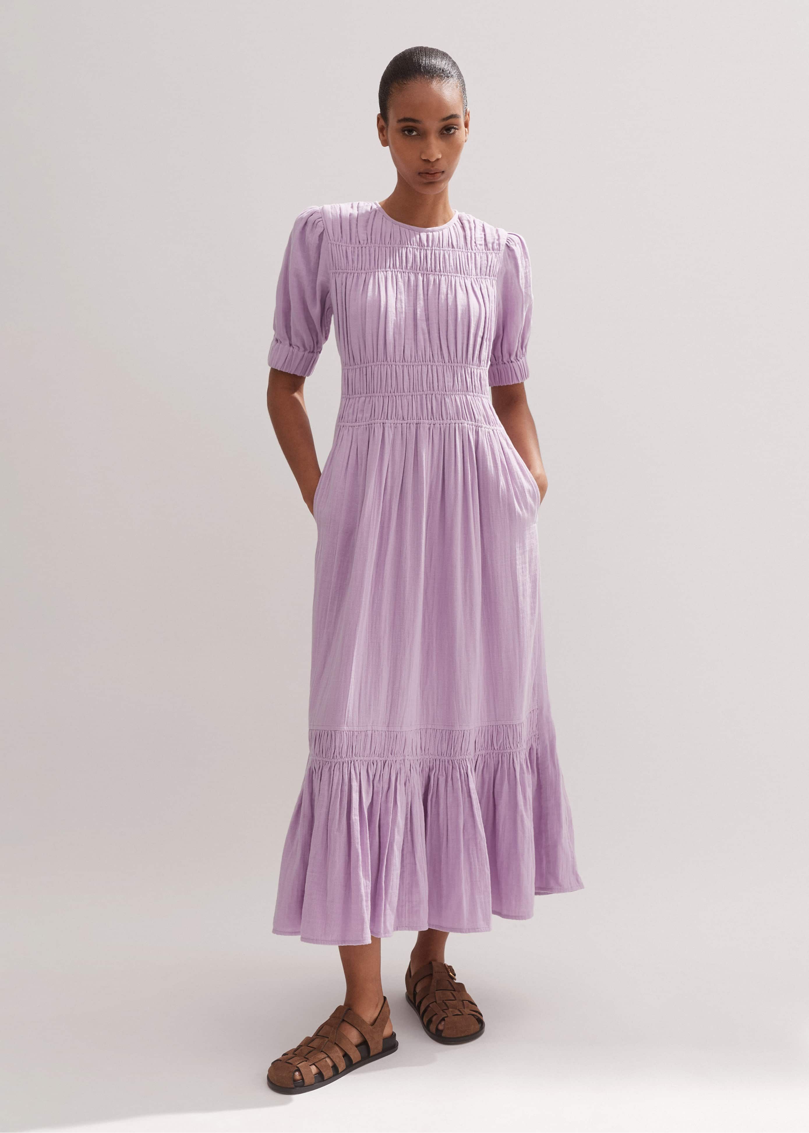 Women's Lilac Cheesecloth Gather Detail Maxi Dress | ME+EM
