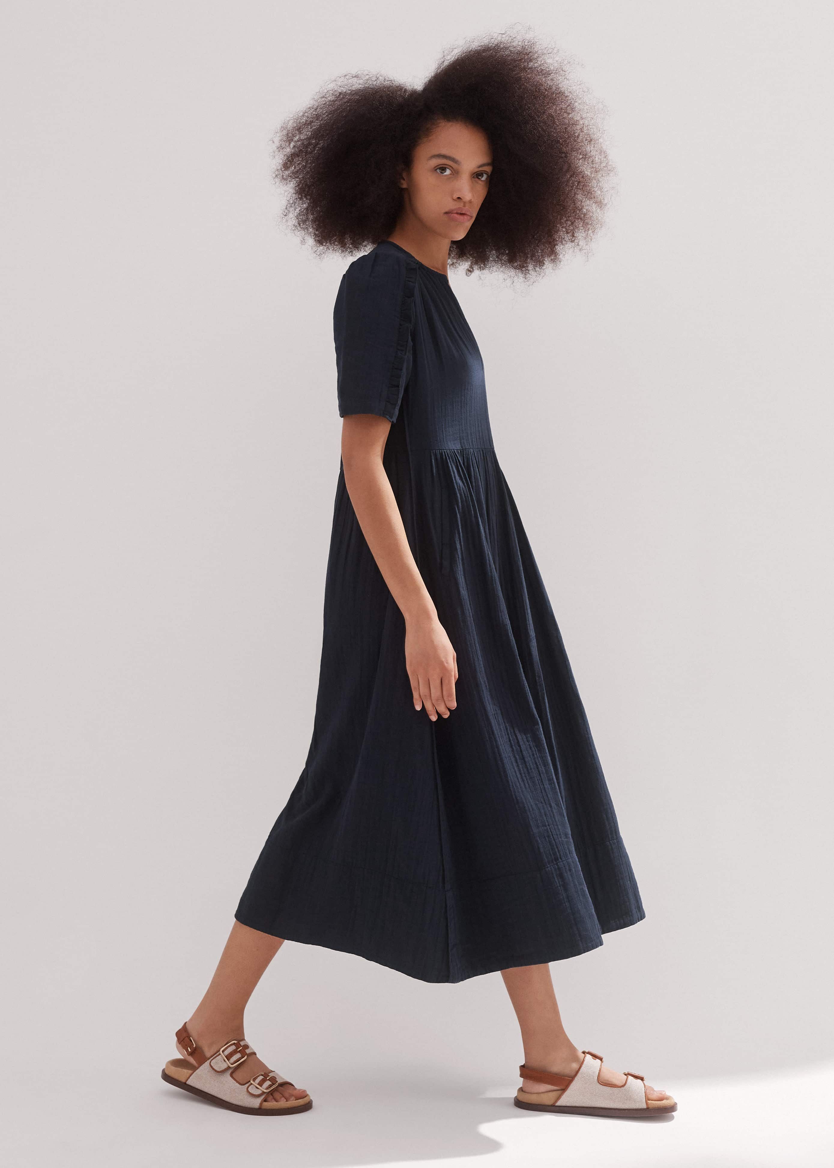 knee length dresses for ladies Gauze Ruffle Midi Dress- Seafoam Green – Nursing Queen