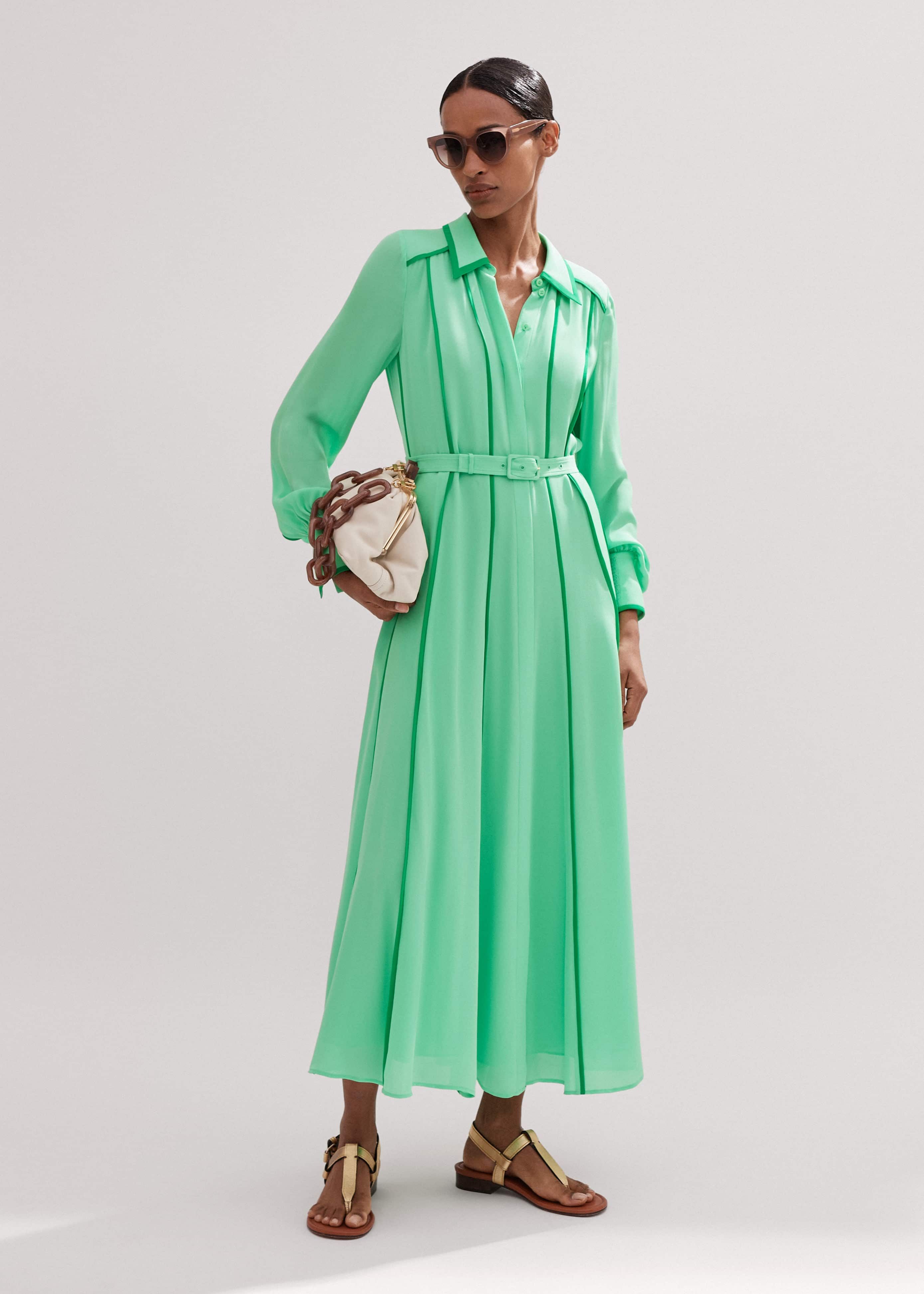 slim fit dress slacks Green Floral Wrap Shirt Midi Dress – AX Paris main image 0