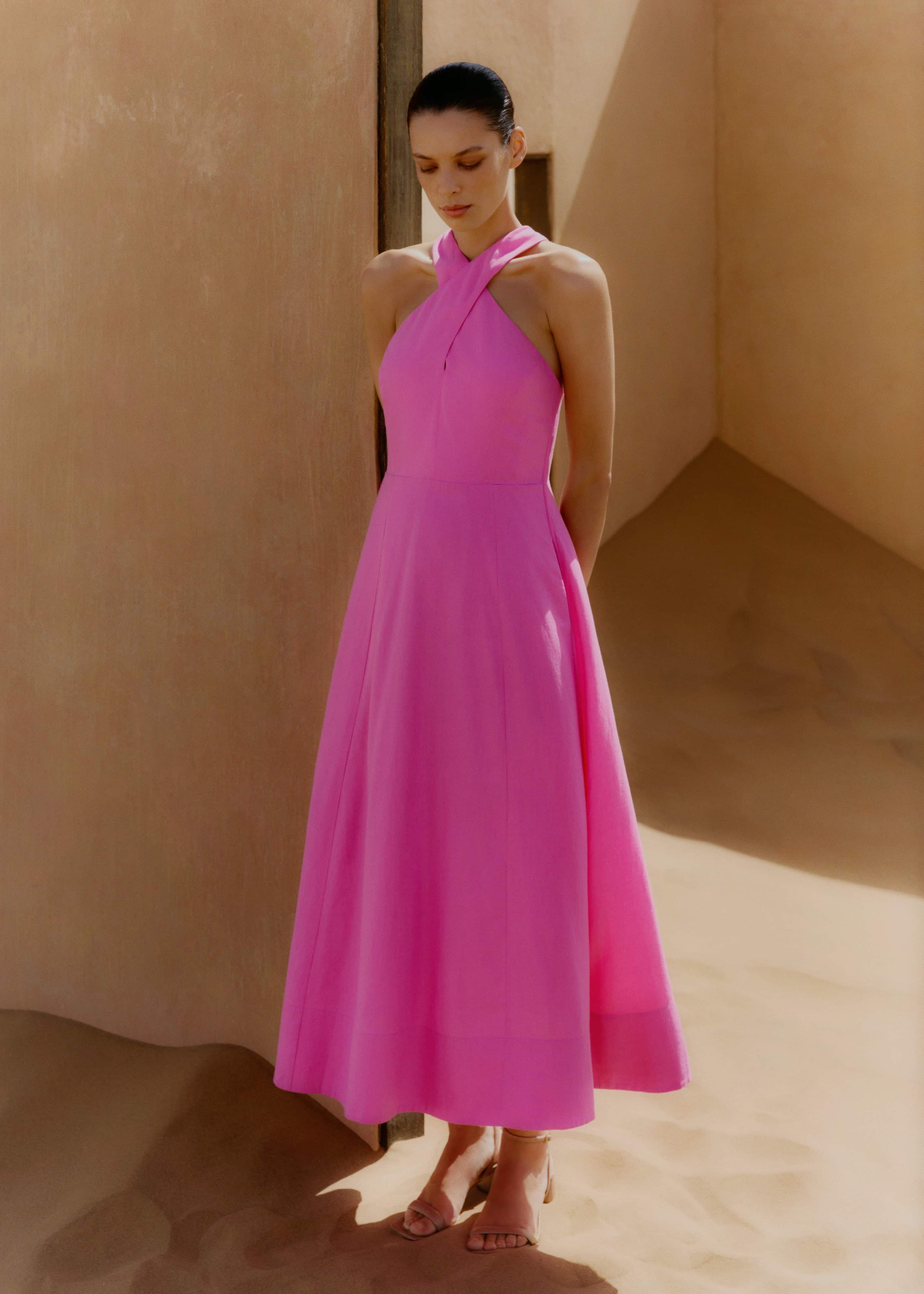 strapless open back dress Pink Halter Neck Dress Mini