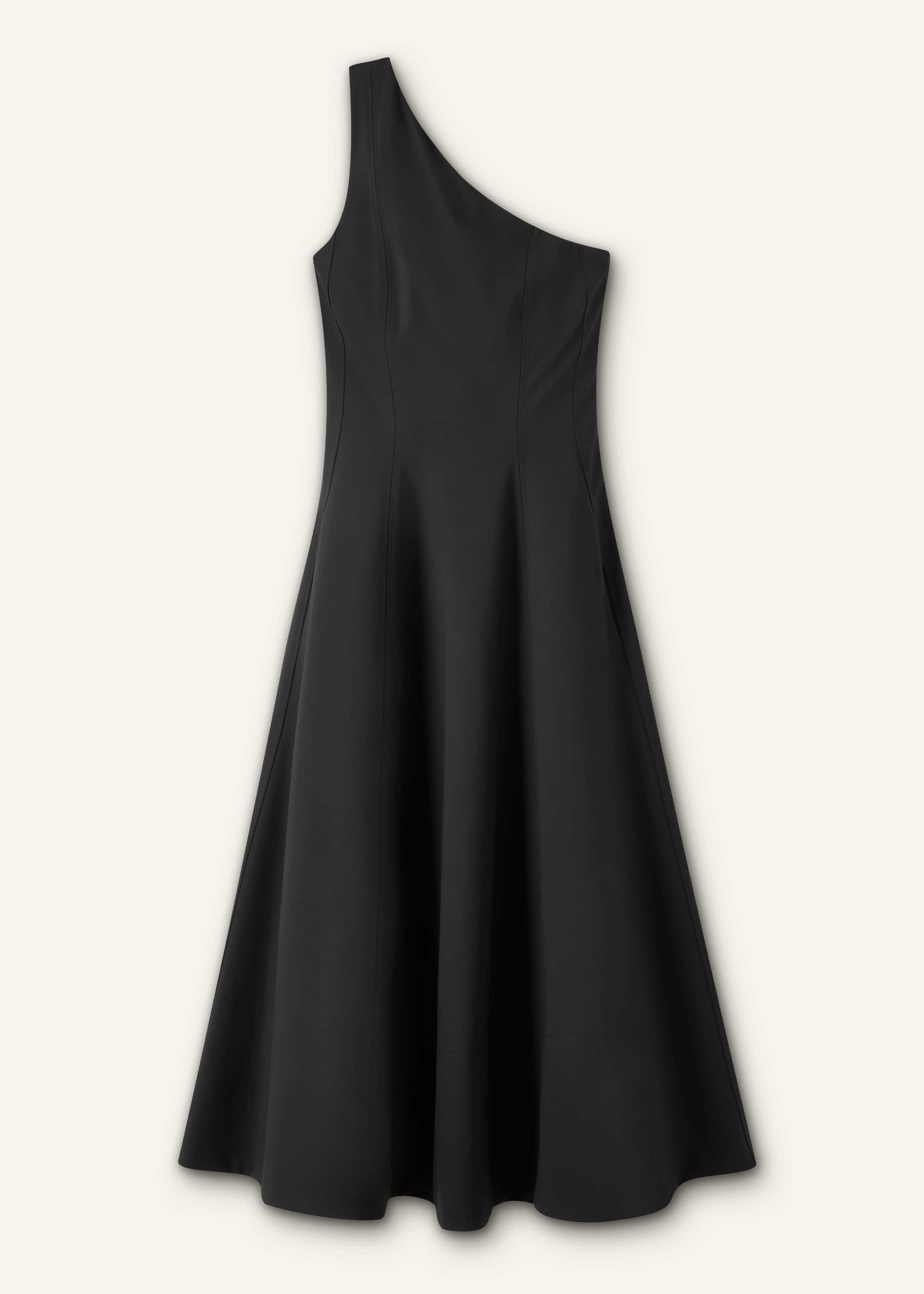 Women's Black One Shoulder Midi Dress + Corsage | ME+EM