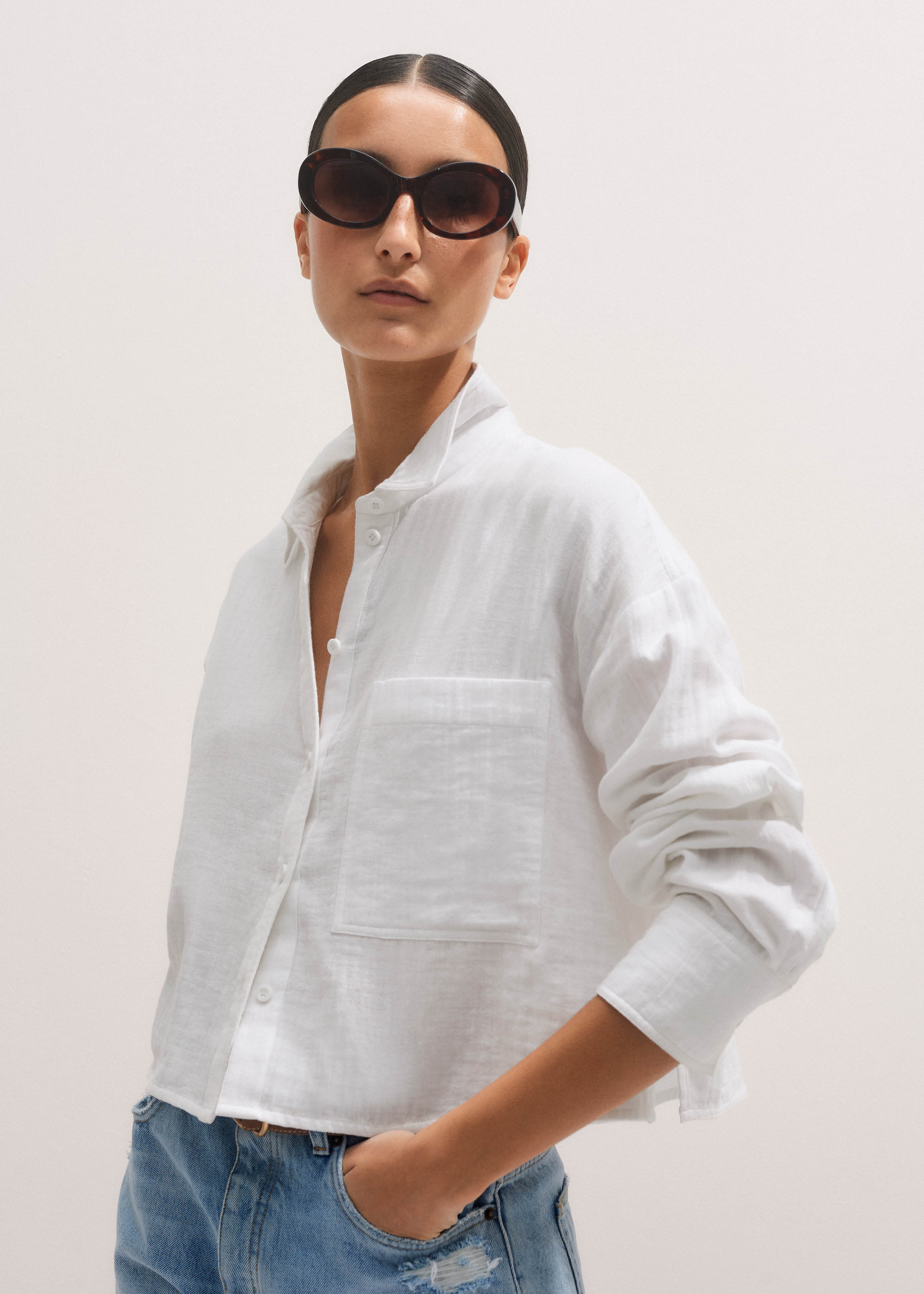 Cheesecloth Cropped Shirt