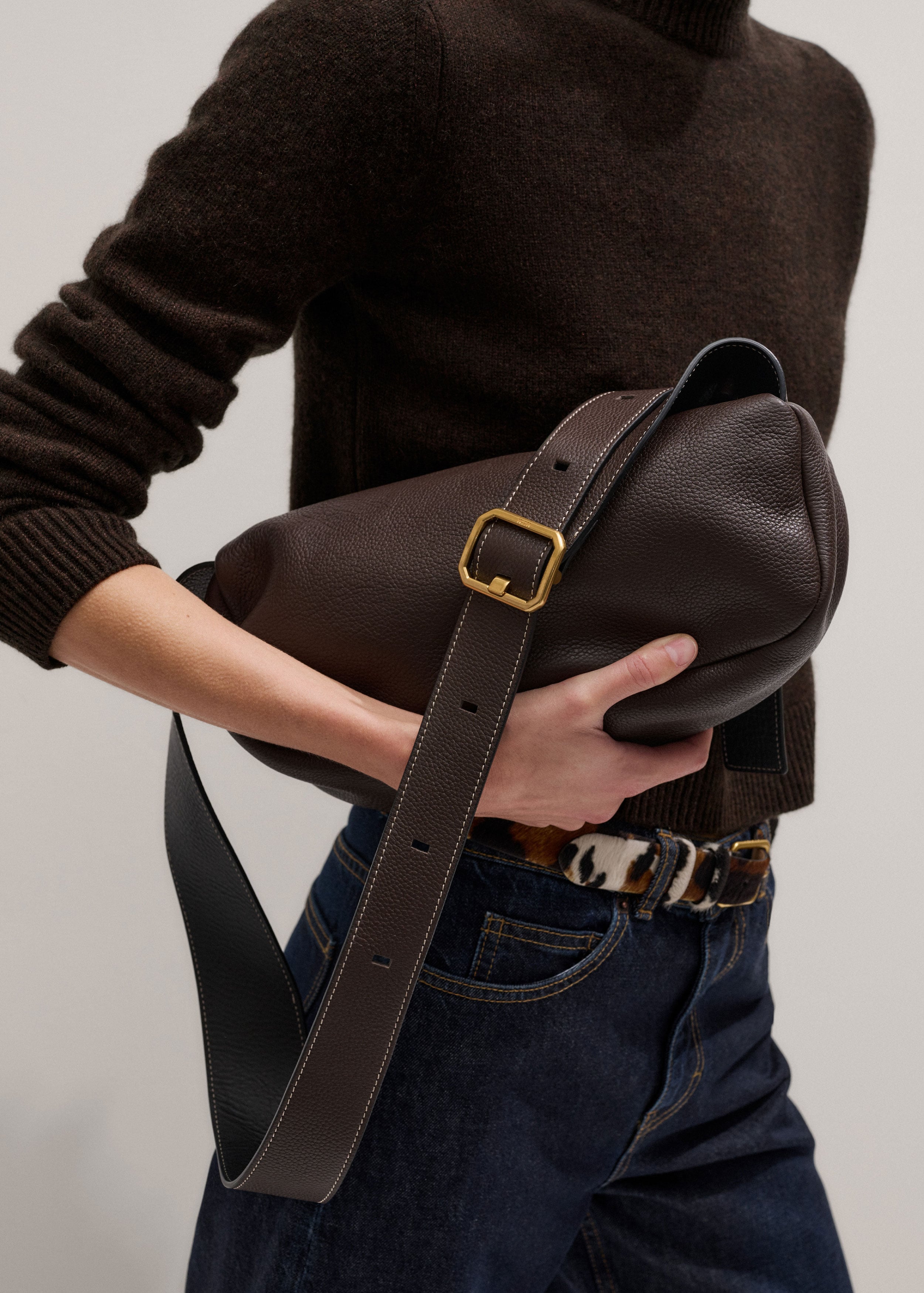 Me+em Soft Slouch Sling Bag Chocolate In Brown