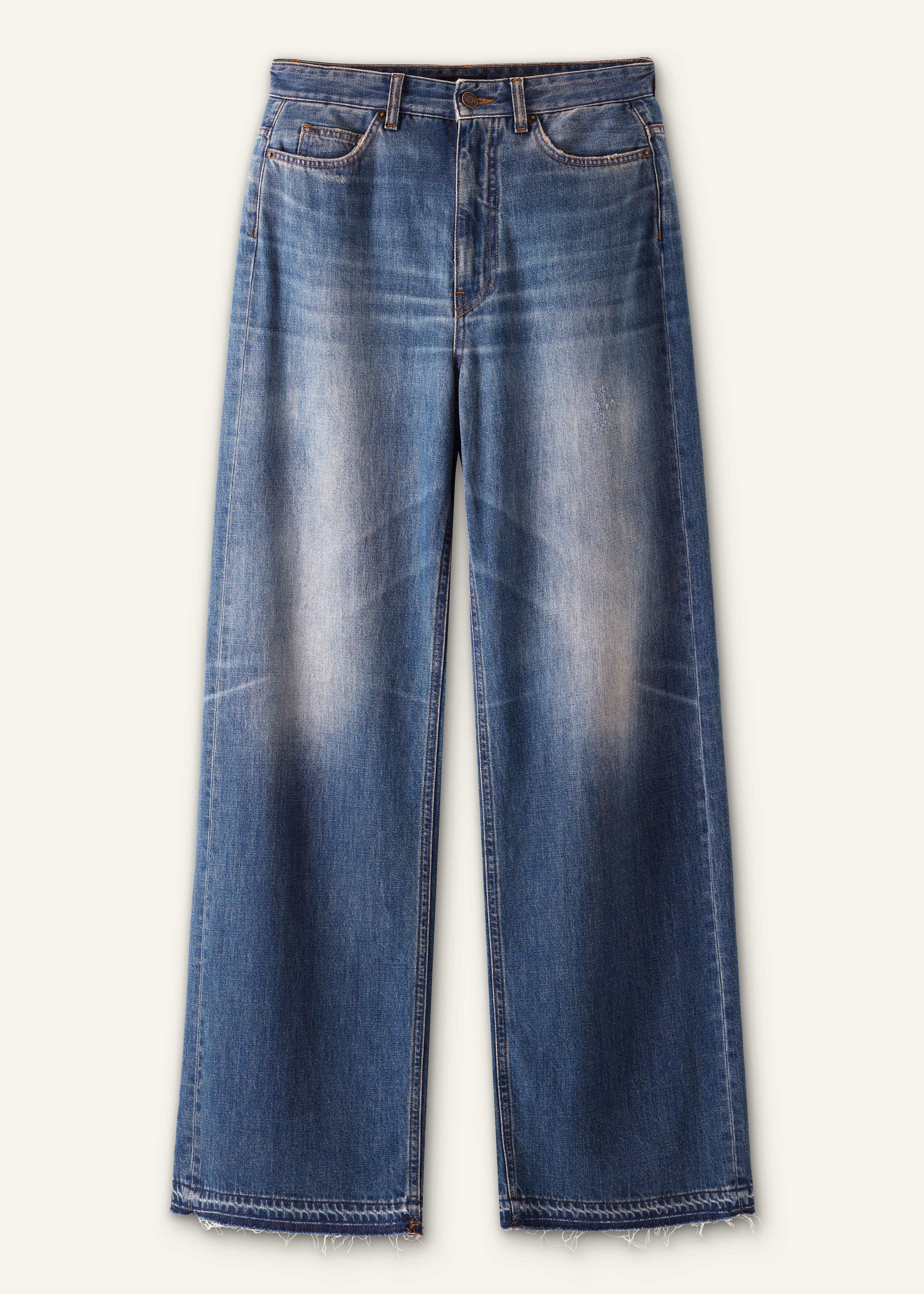 menes Dirty Mid Blue Baggy Jenans mサイズ JHYQ Dirty Mid Blue Baggy Jeans – MENES