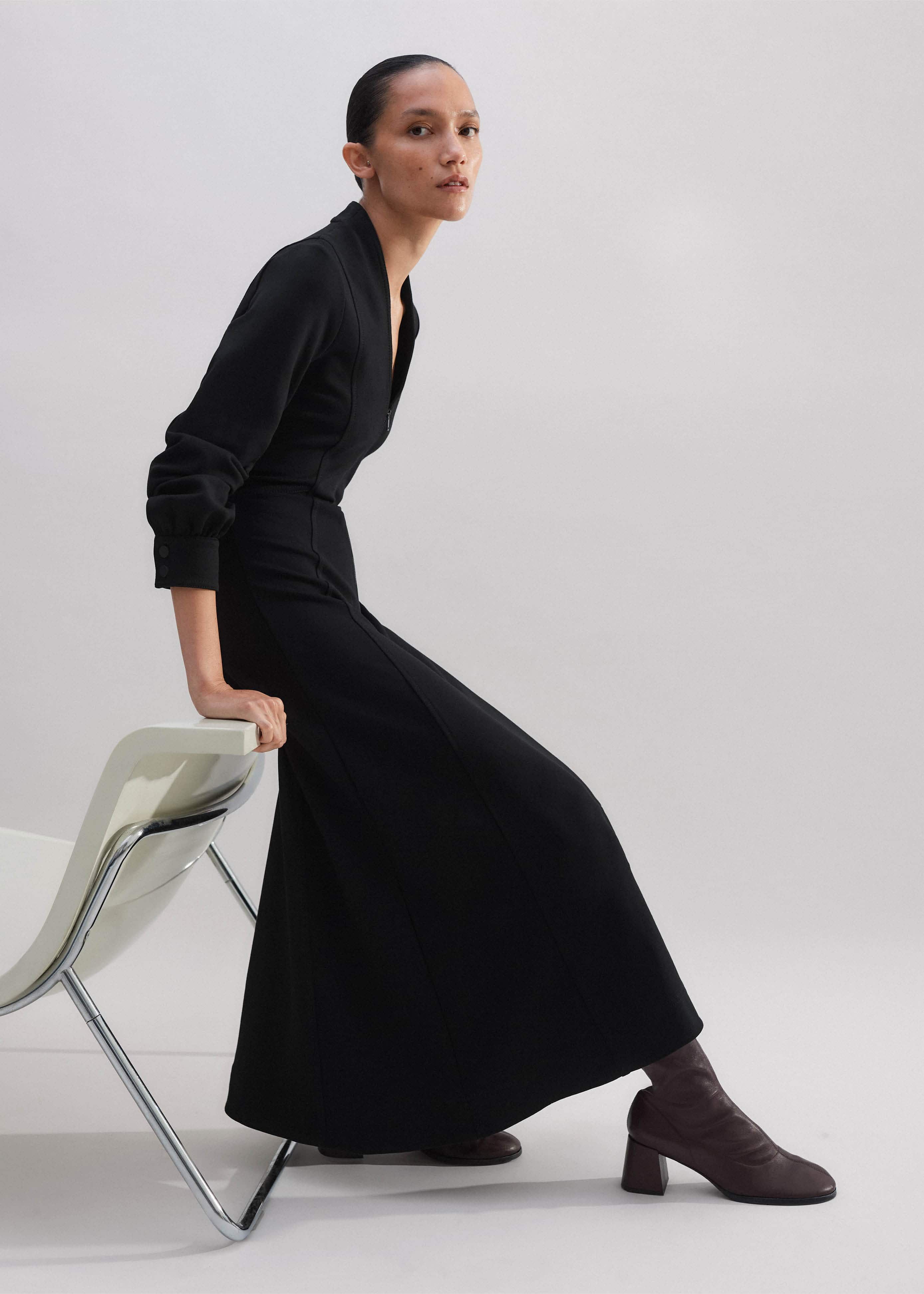 ワンピース ETMON Front Zipper Pleats Slip Dress, Black Pleated Slip Dress – Arco Avenue