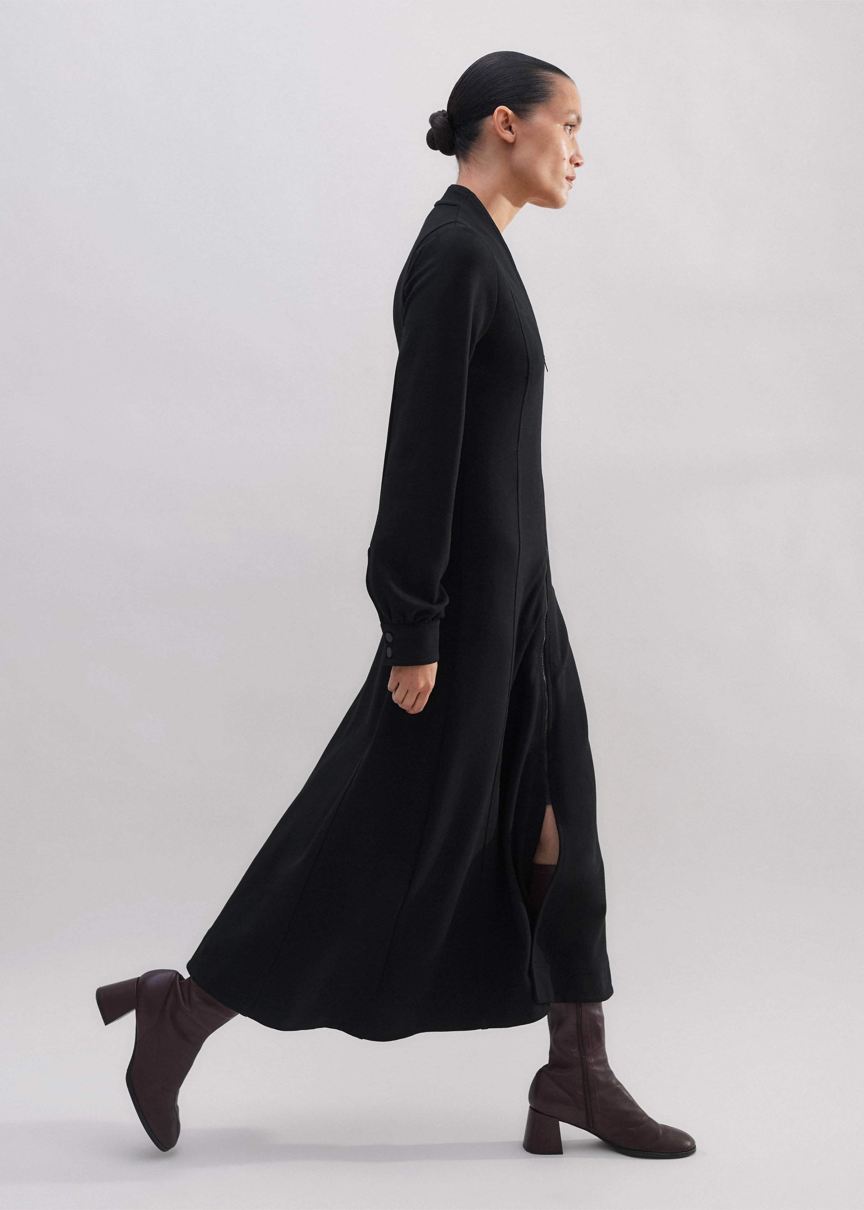 ME+EM Travel Tailoring Zip Front Midi Dress - Black