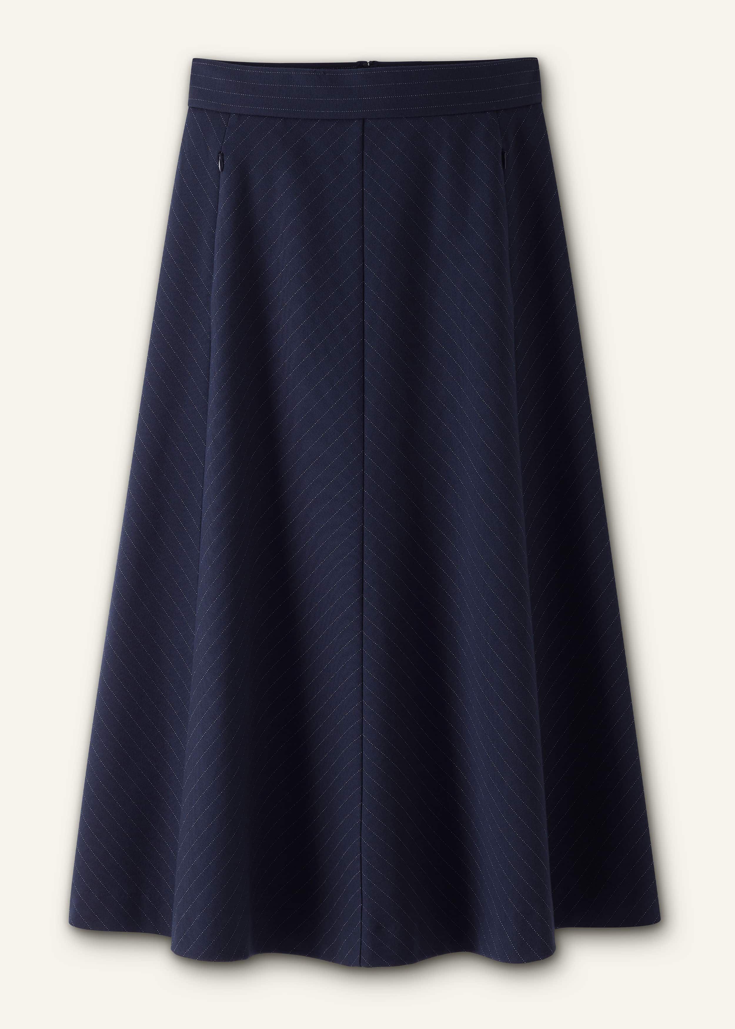 Women's Navy Travel Tailoring Pinstripe Midi Skirt | ME+EM