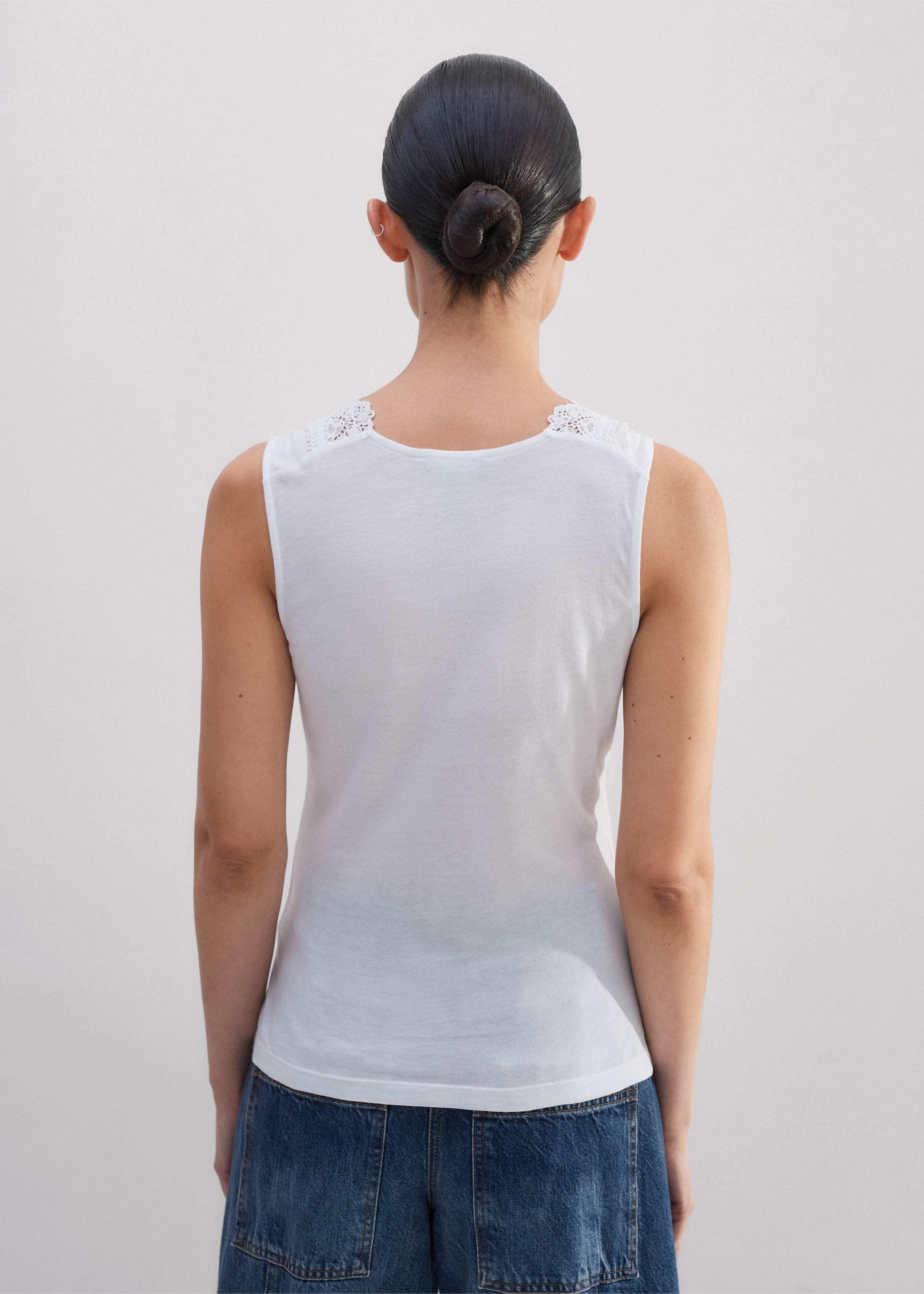 Women's White Lace Trim Layering Vest | ME+EM