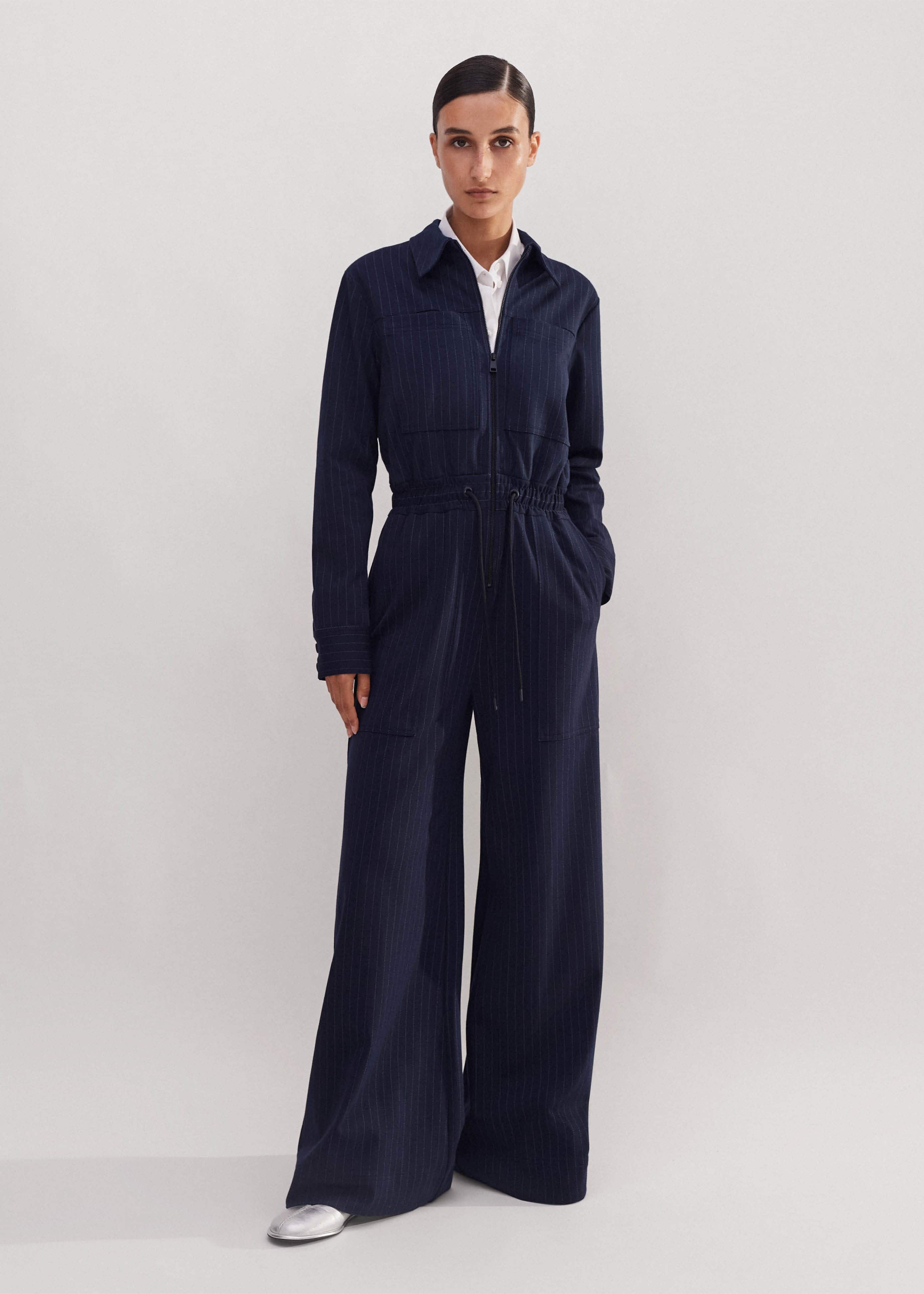 Travel Tailoring Pinstripe Jumpsuit