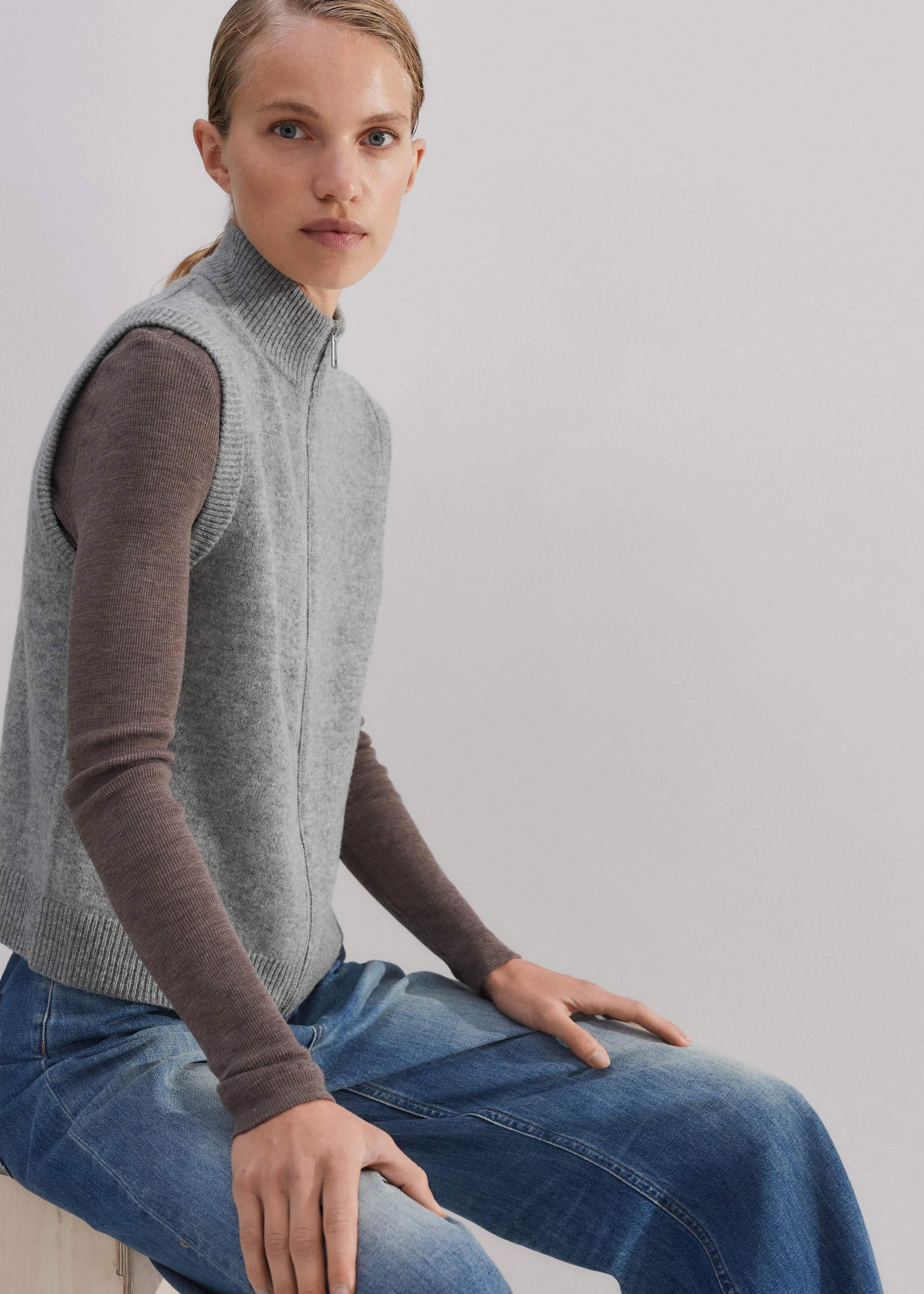 soyy.mohair minimal vest(gray)