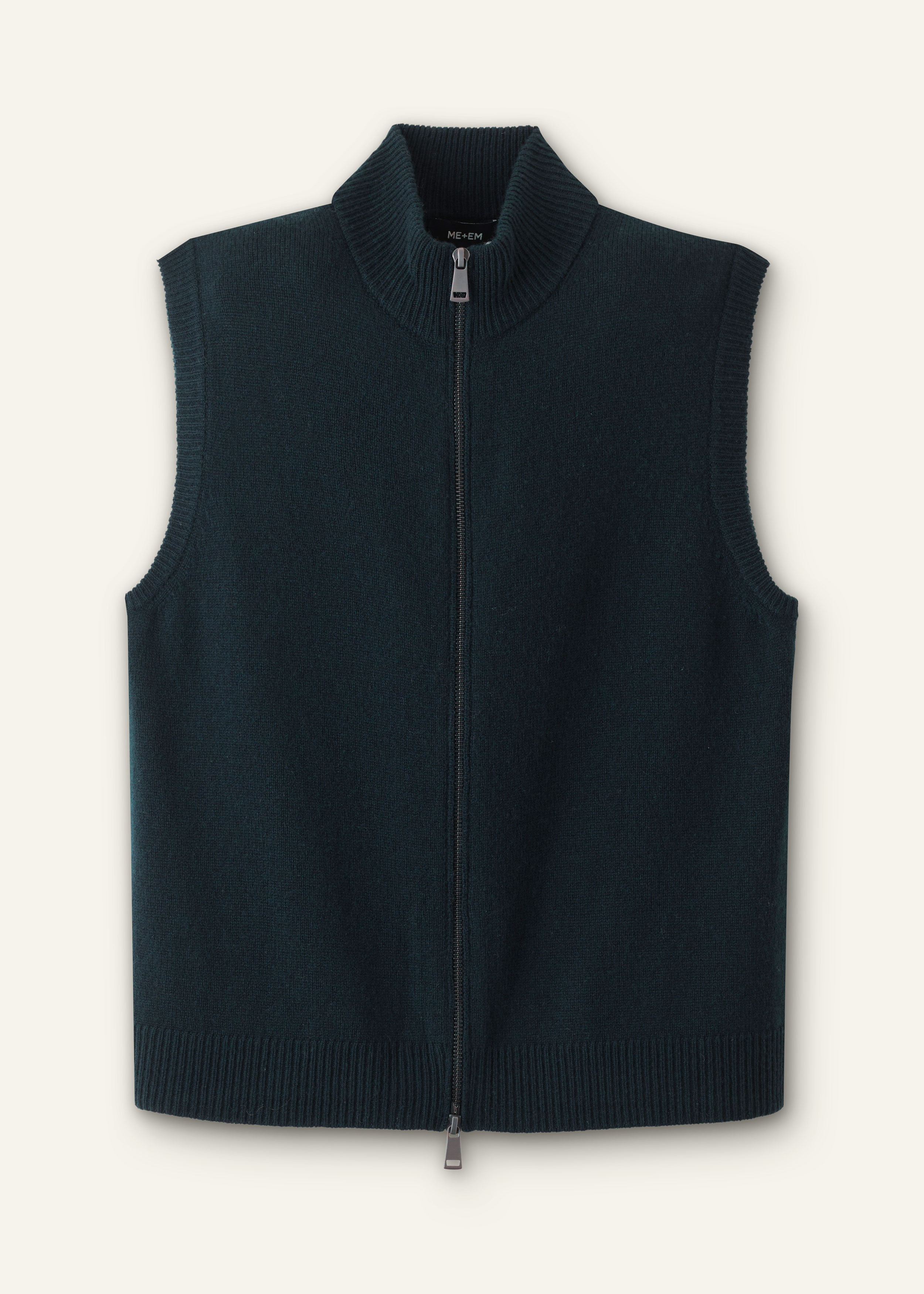 Women's Navy Two-Way Zip Straight Knit Sweater Vest | ME+EM