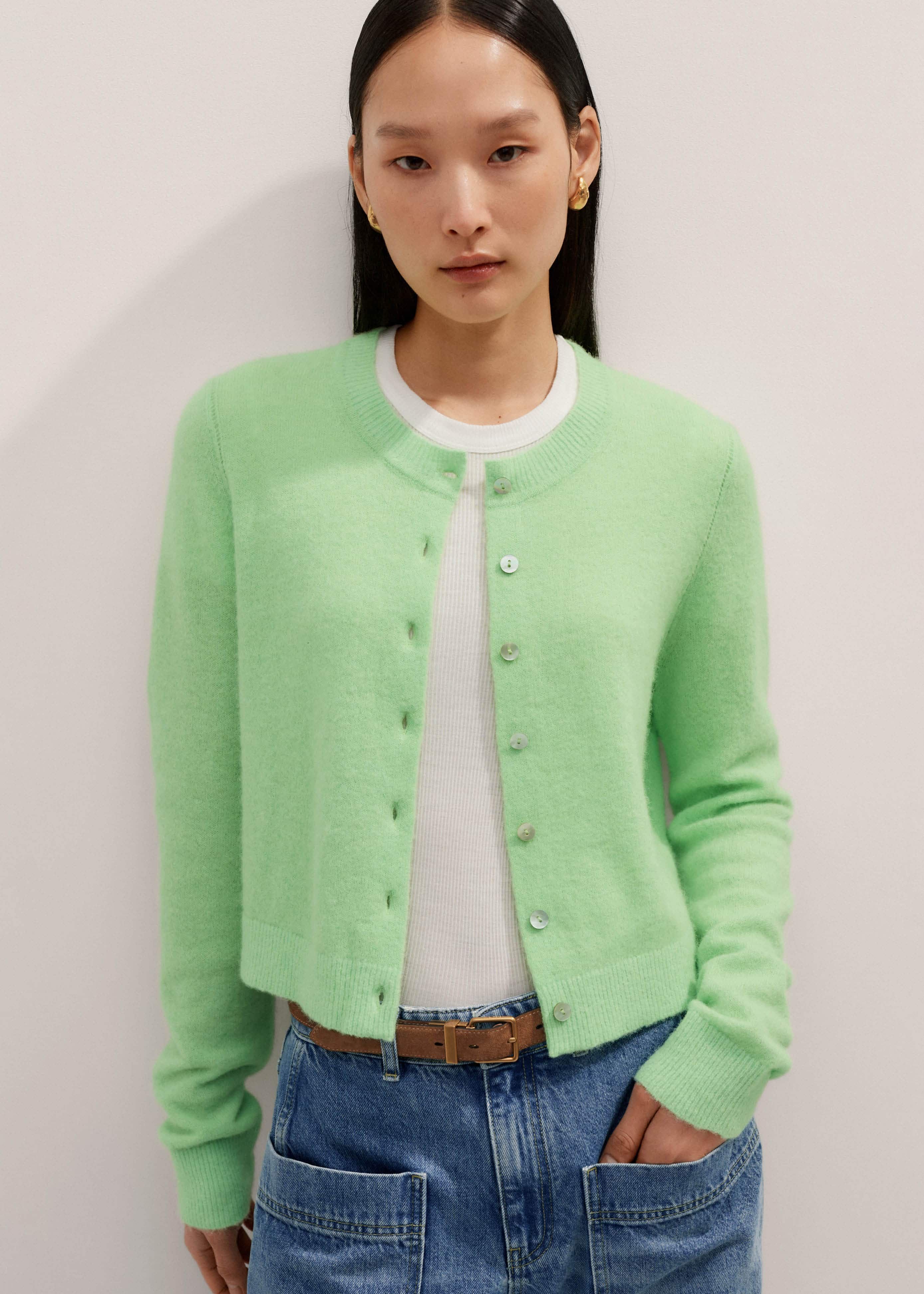 Perverze Crash Midi Cardigan Green