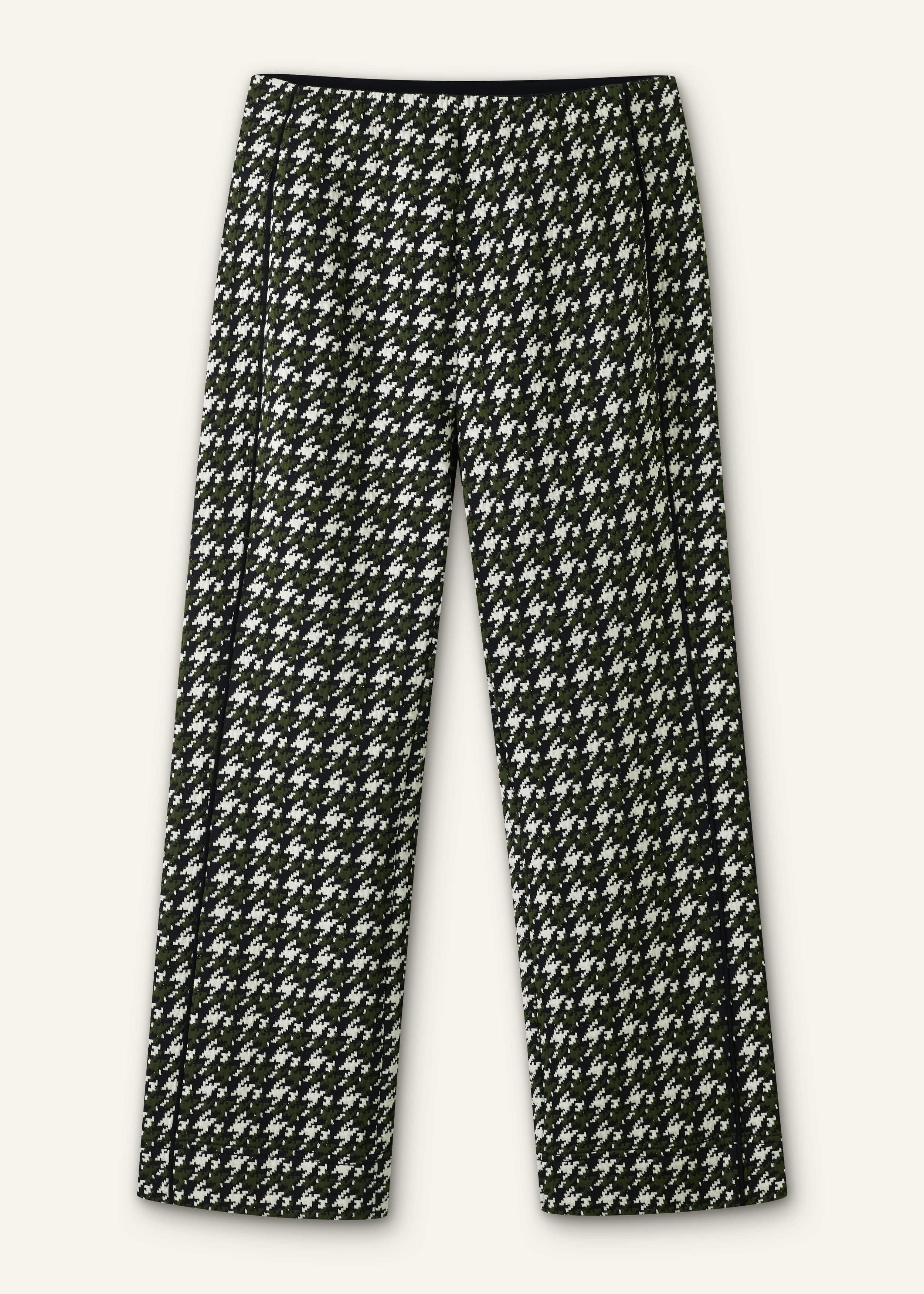 Women's Black Houndstooth Crop Kick Flare Pant | ME+EM