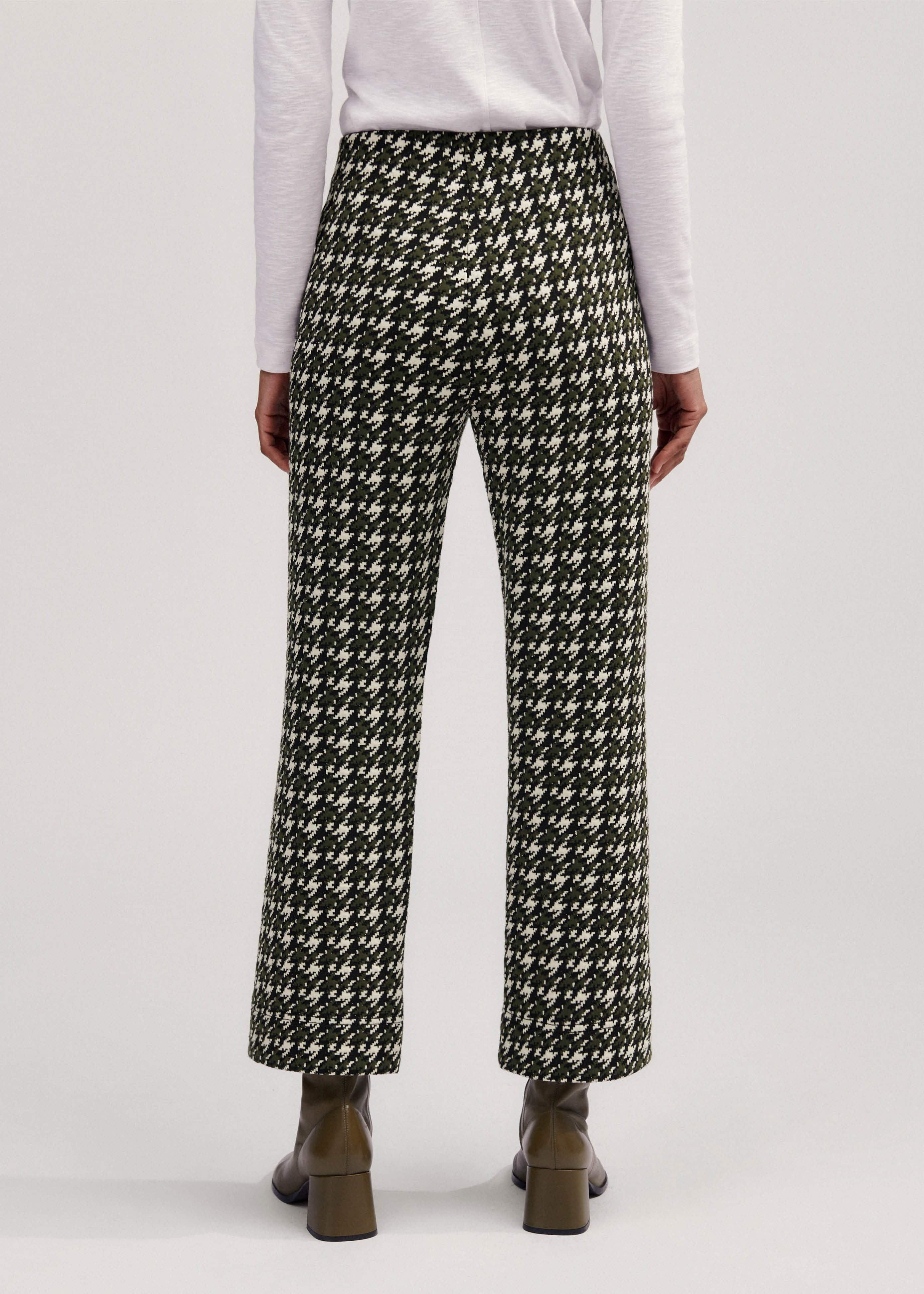 Women's Black Houndstooth Crop Kick Flare Pant | ME+EM