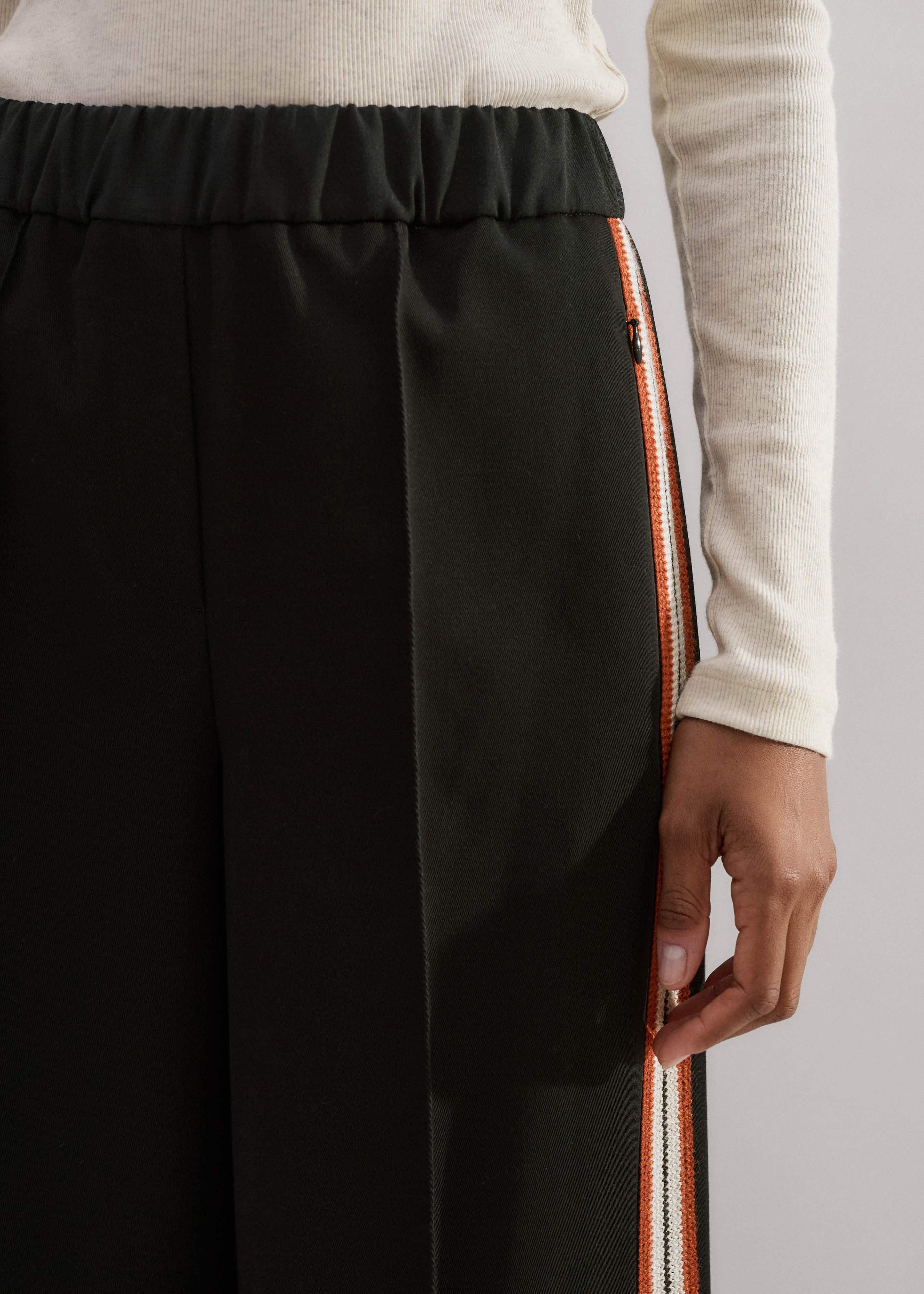 Women's Black Regular-Length Side Stripe Track Pant | ME+EM