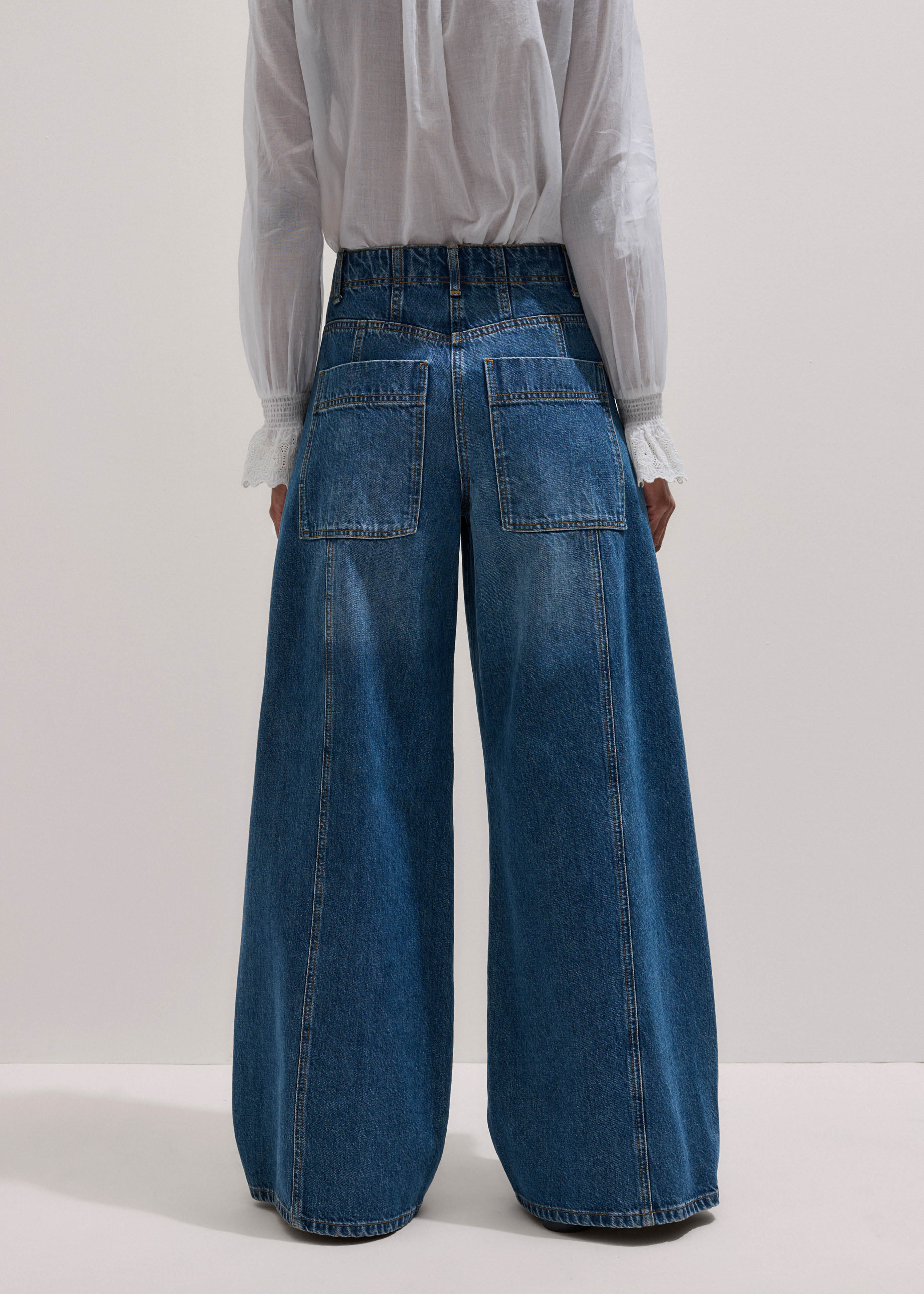 Women's Blue Engineered Relaxed Jean | ME+EM