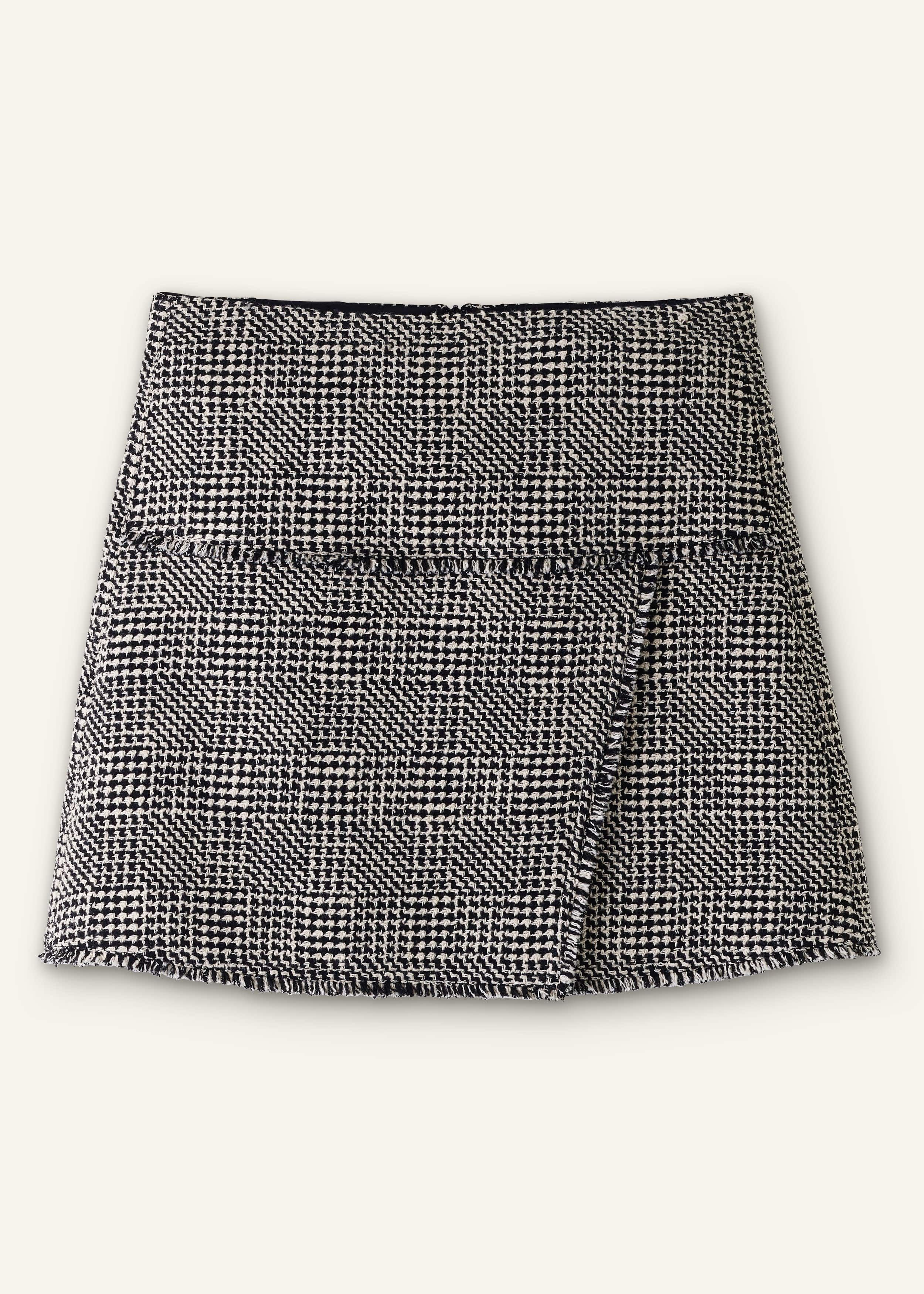 【INCHANT ME】Brushed Snap Flare Wrap Skirt Women's Black Textured Wrap Front Mini Skirt | ME+EM