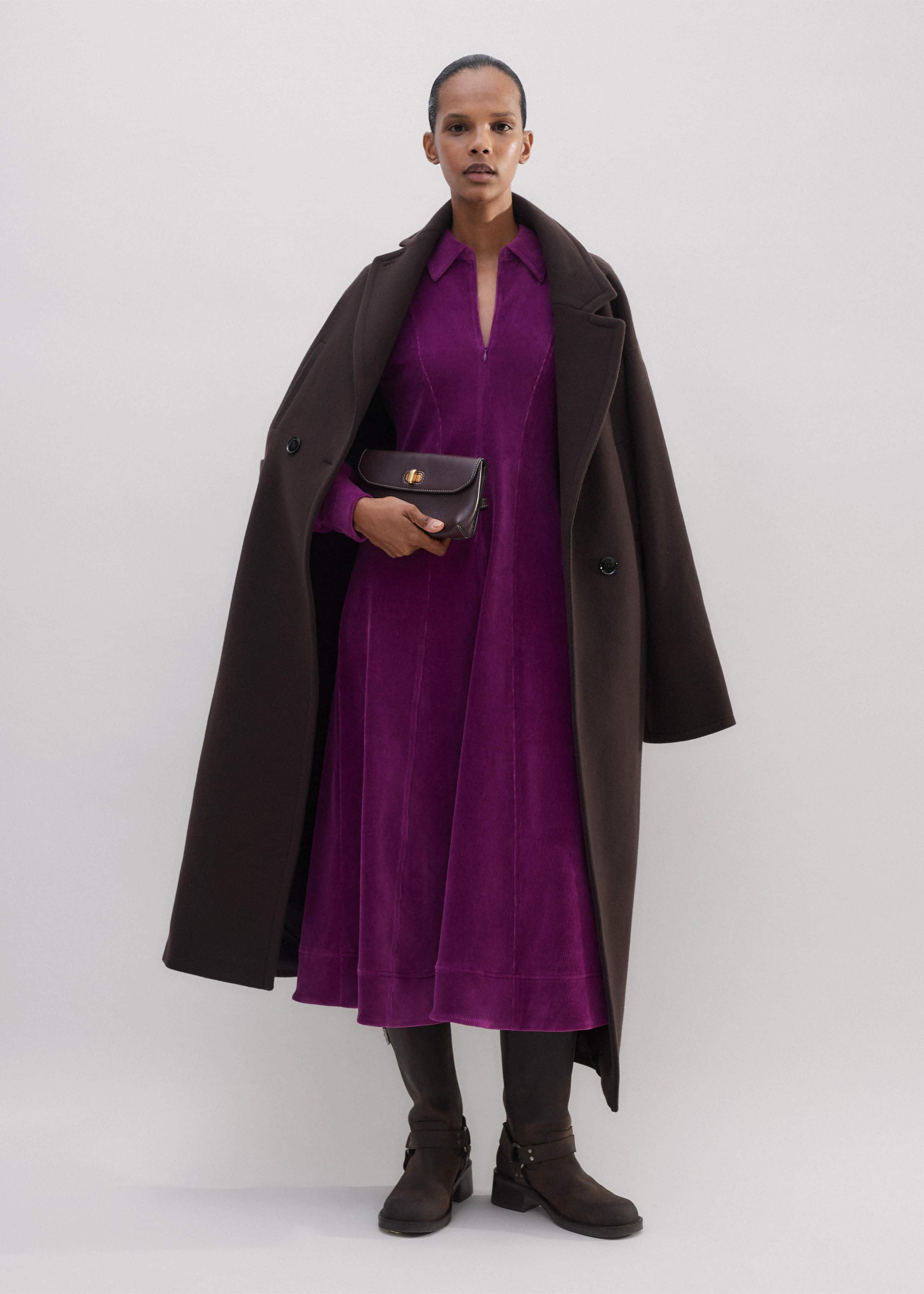 velour fit and flare dress Plunging Neckline Fit-and-Flare Gown main image 1