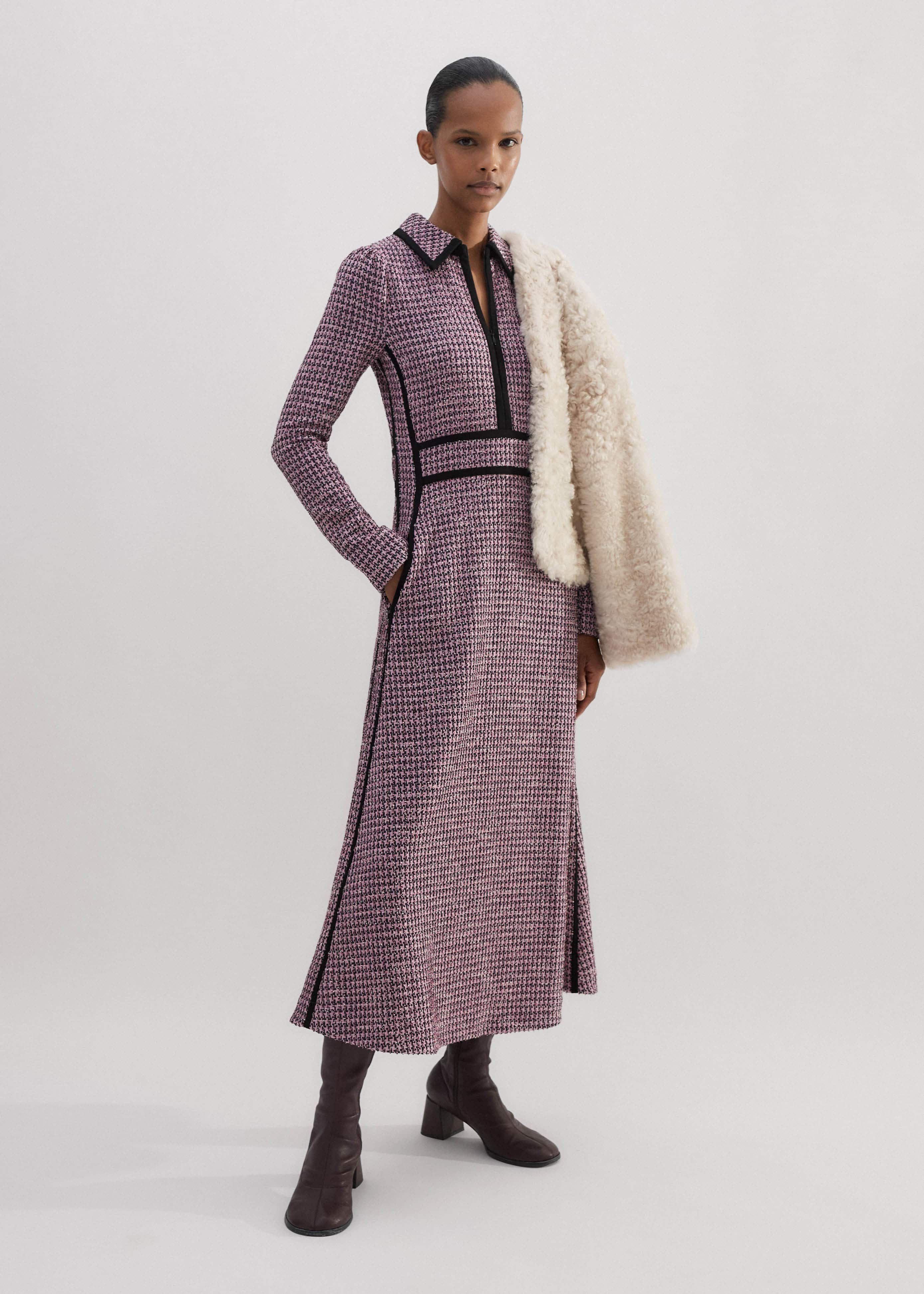 ワンピース M me eme Tweed check pleated onepiece 24987_81fbcc9cbc-original.jpg