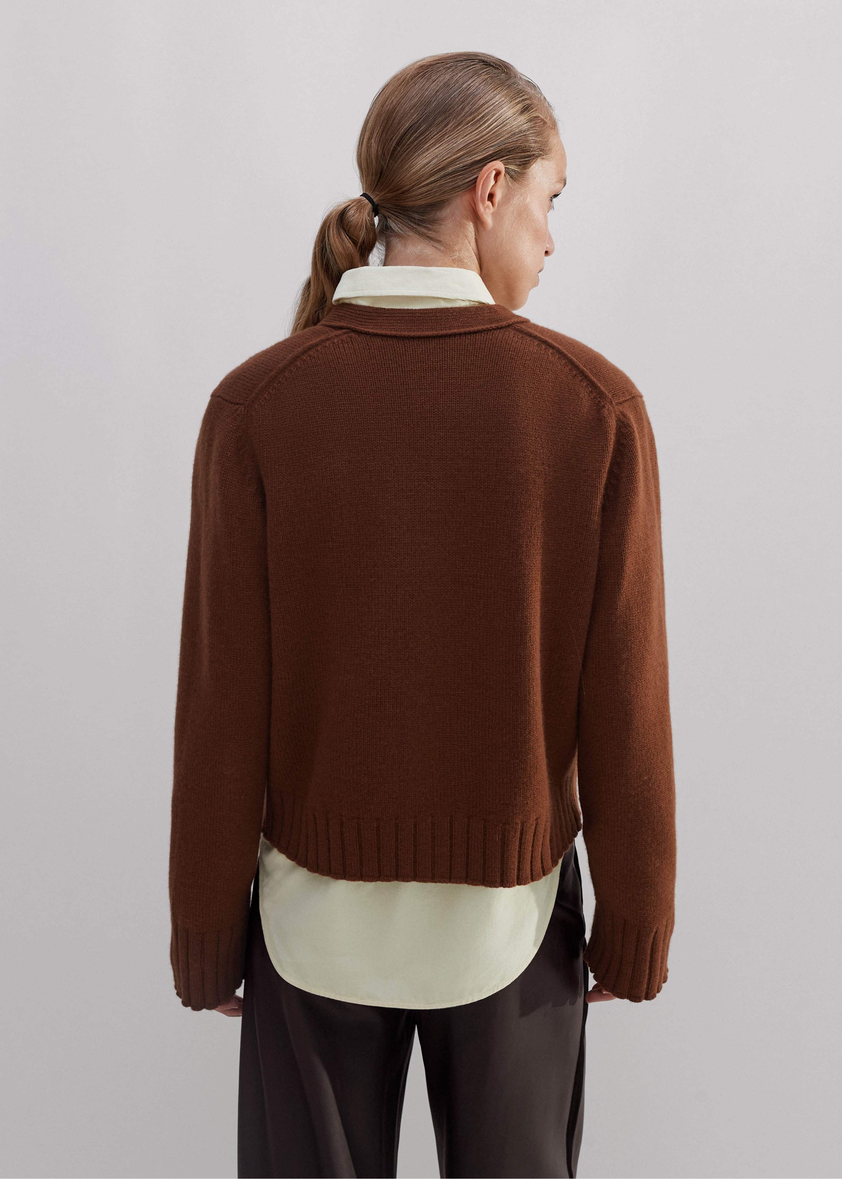 Women's Brown Merino Cashmere Relaxed Cardigan | ME+EM