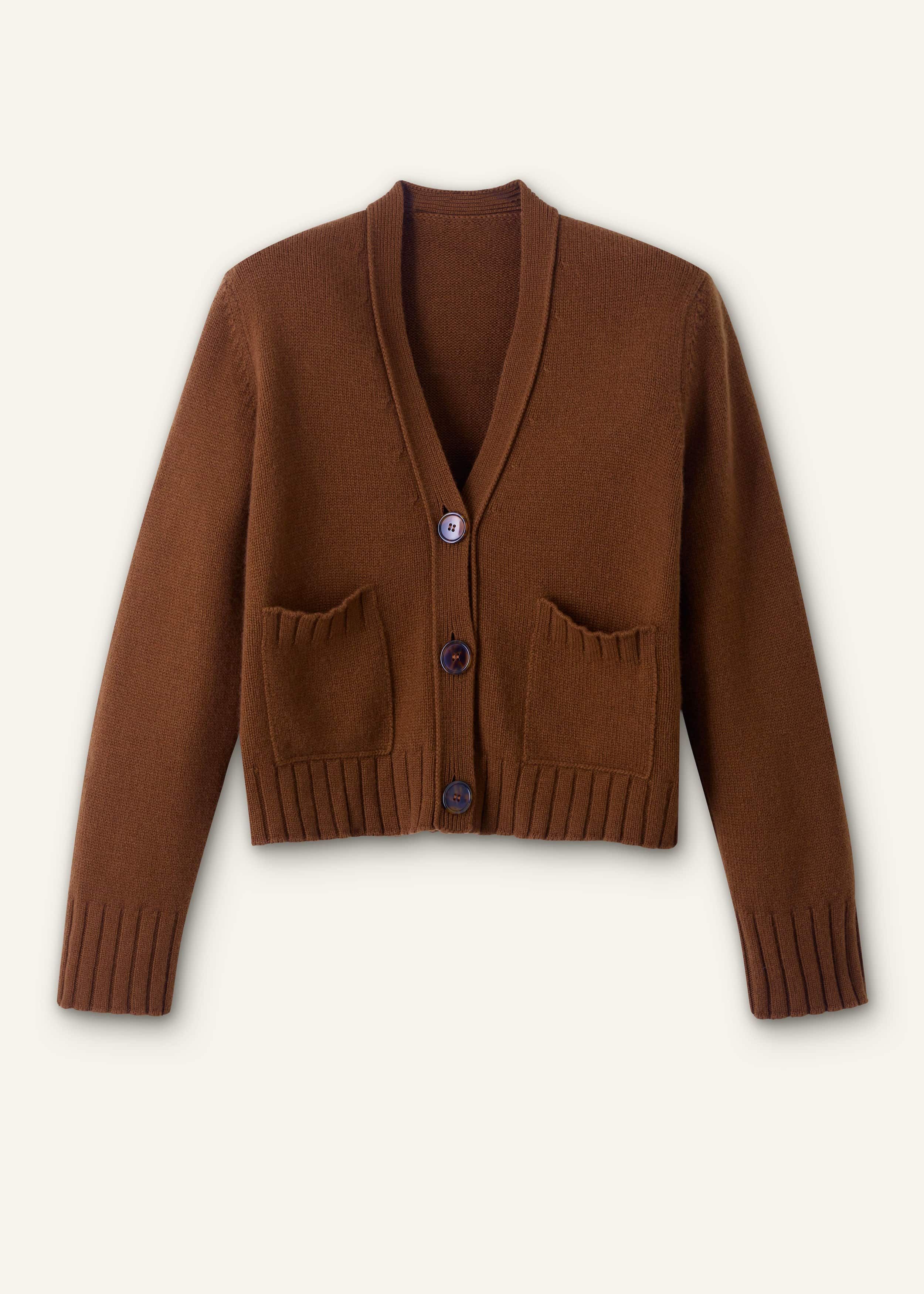 Women's Brown Merino Cashmere Relaxed Cardigan | ME+EM