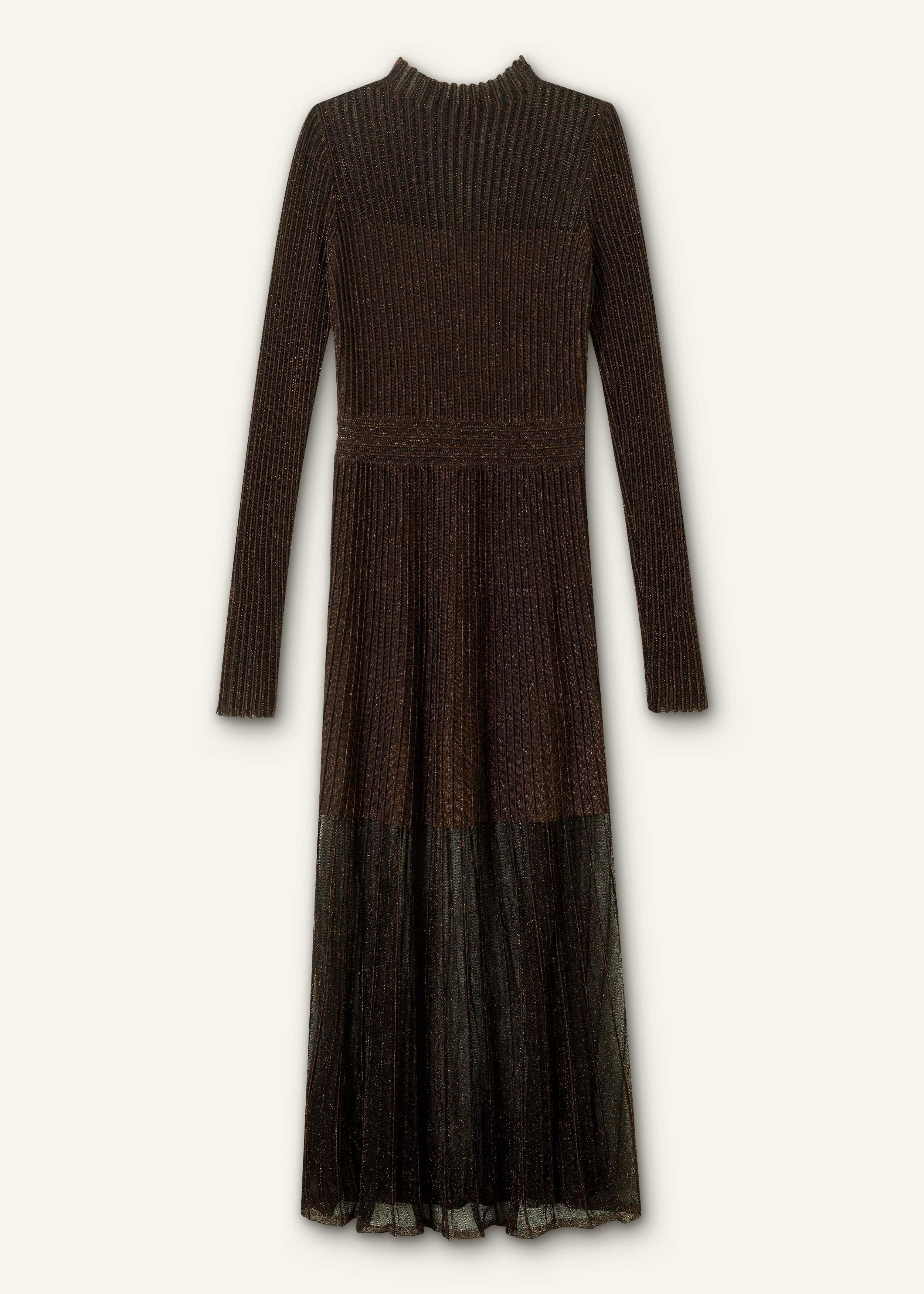 Women's Brown Metallic Pointelle Knit Maxi Dress | ME+EM