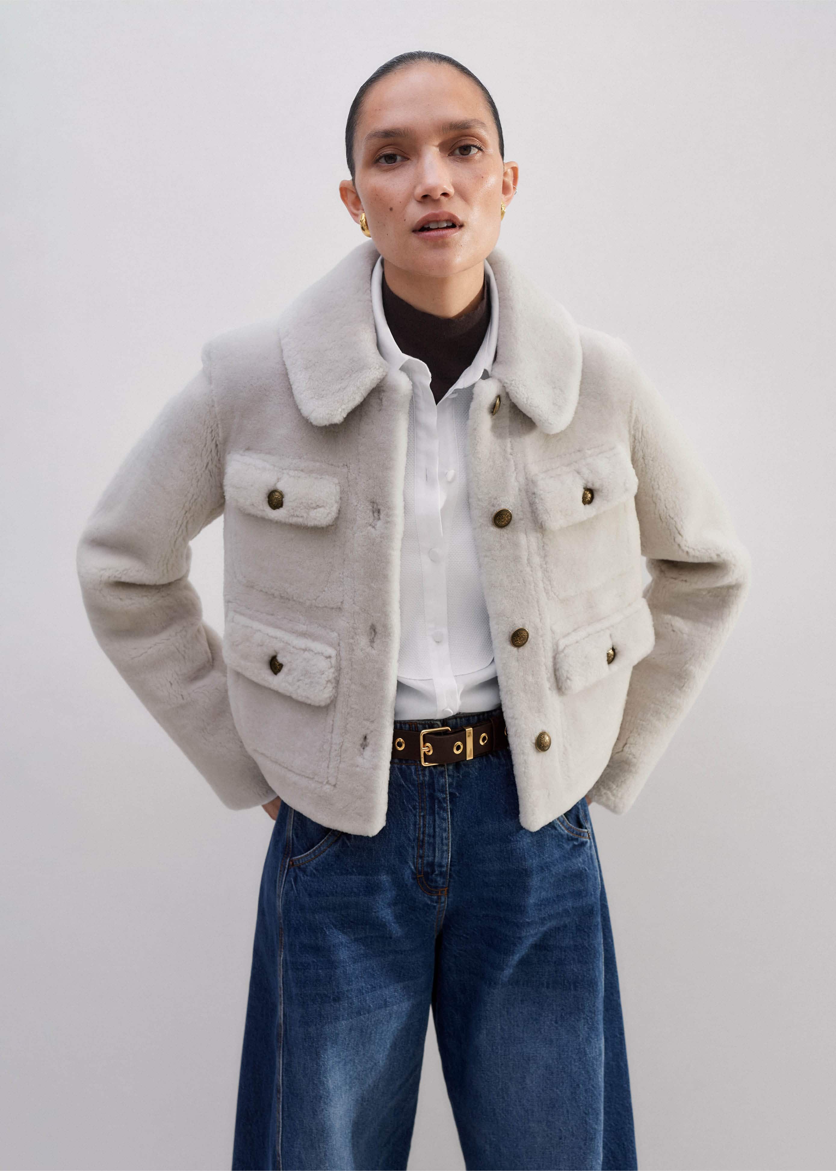 【DEARMINE】Topper Crop Jacket Women's Neutral Shearling Military Crop Jacket | ME+EM