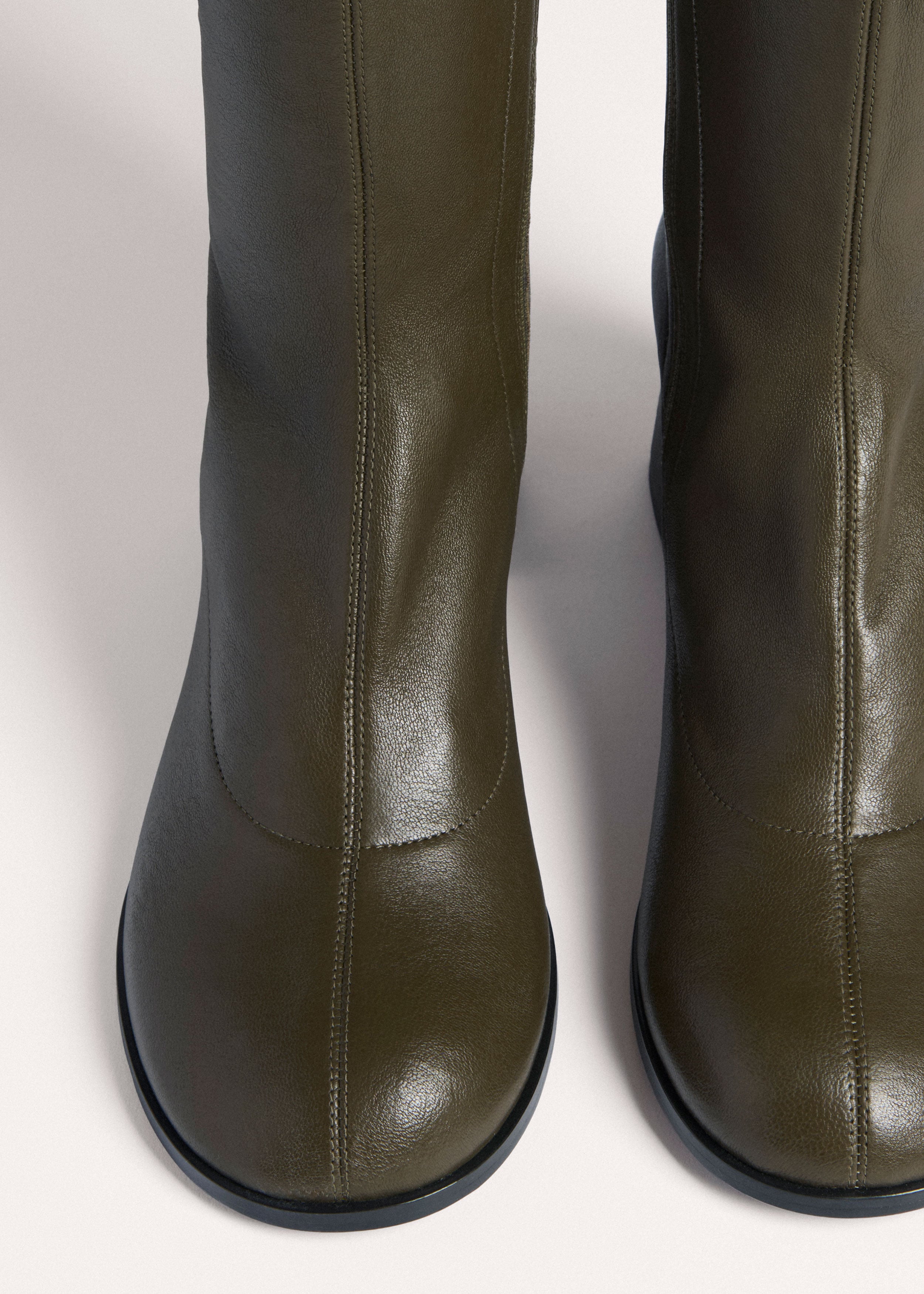 leather boot in Megy(a grayish olive green) These olive green leather boots are made for those who like  main image 3
