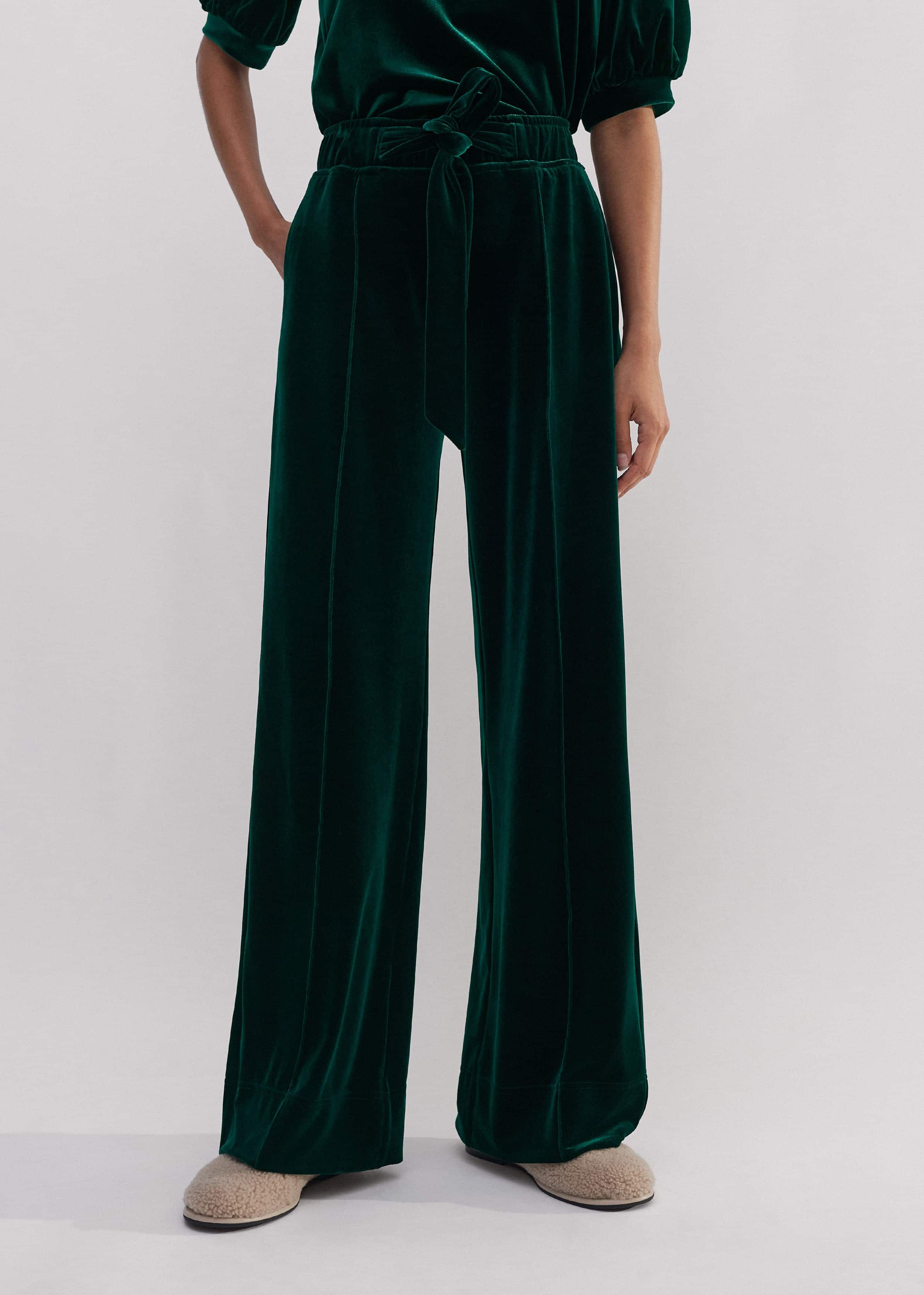Women's Green Fluid Velour Track Pant | ME+EM