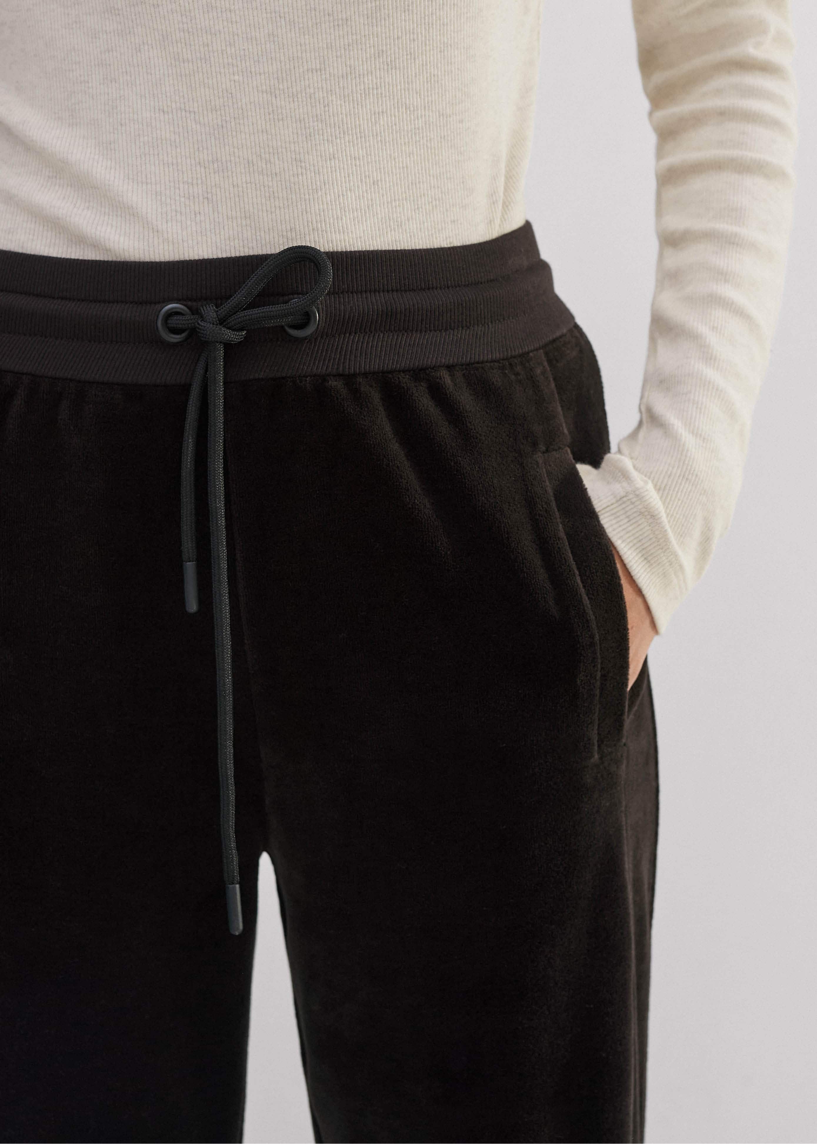 Women's Brown Rib Trim Velour Jogger Pant | ME+EM