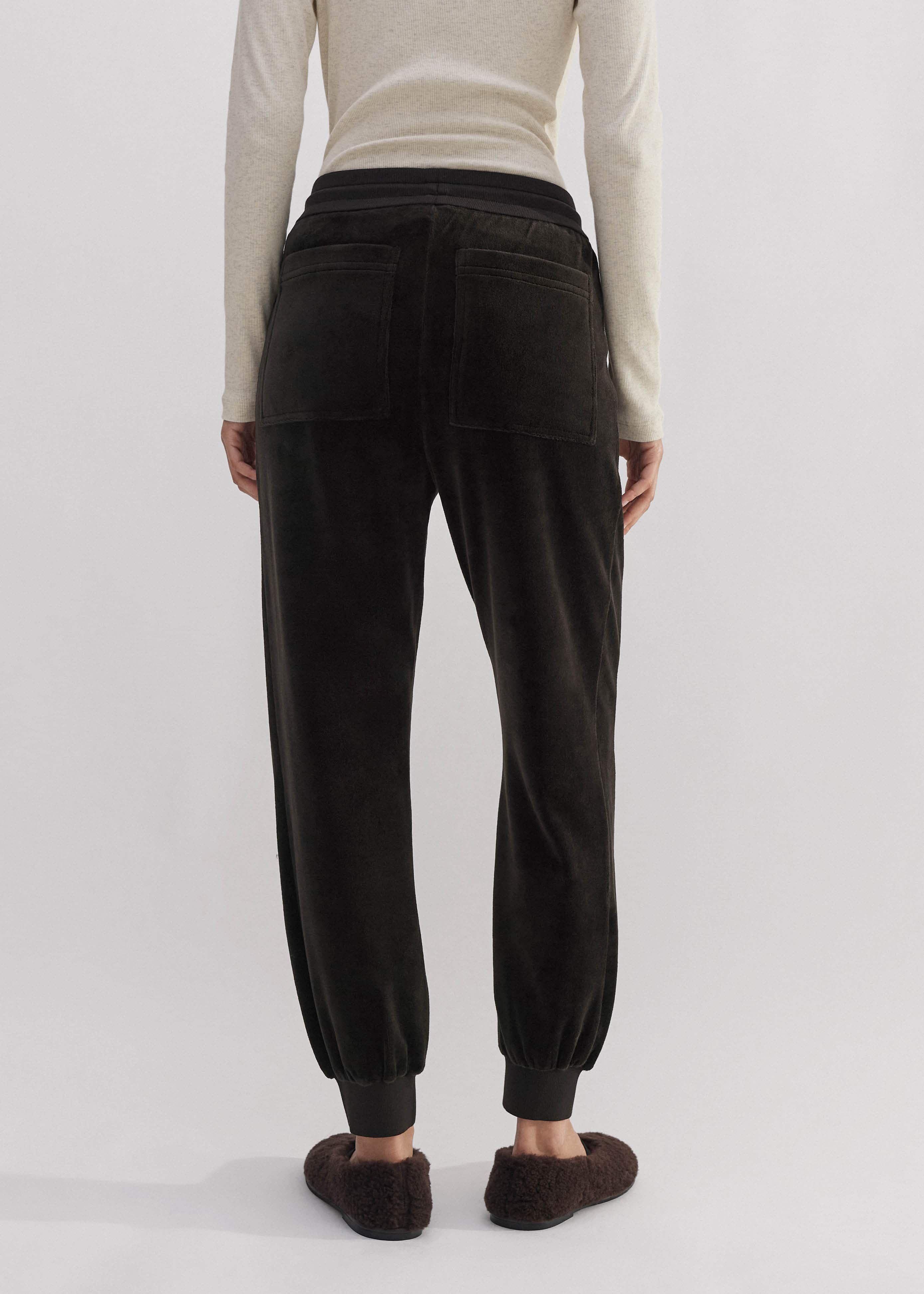 Women's Brown Rib Trim Velour Jogger Pant | ME+EM