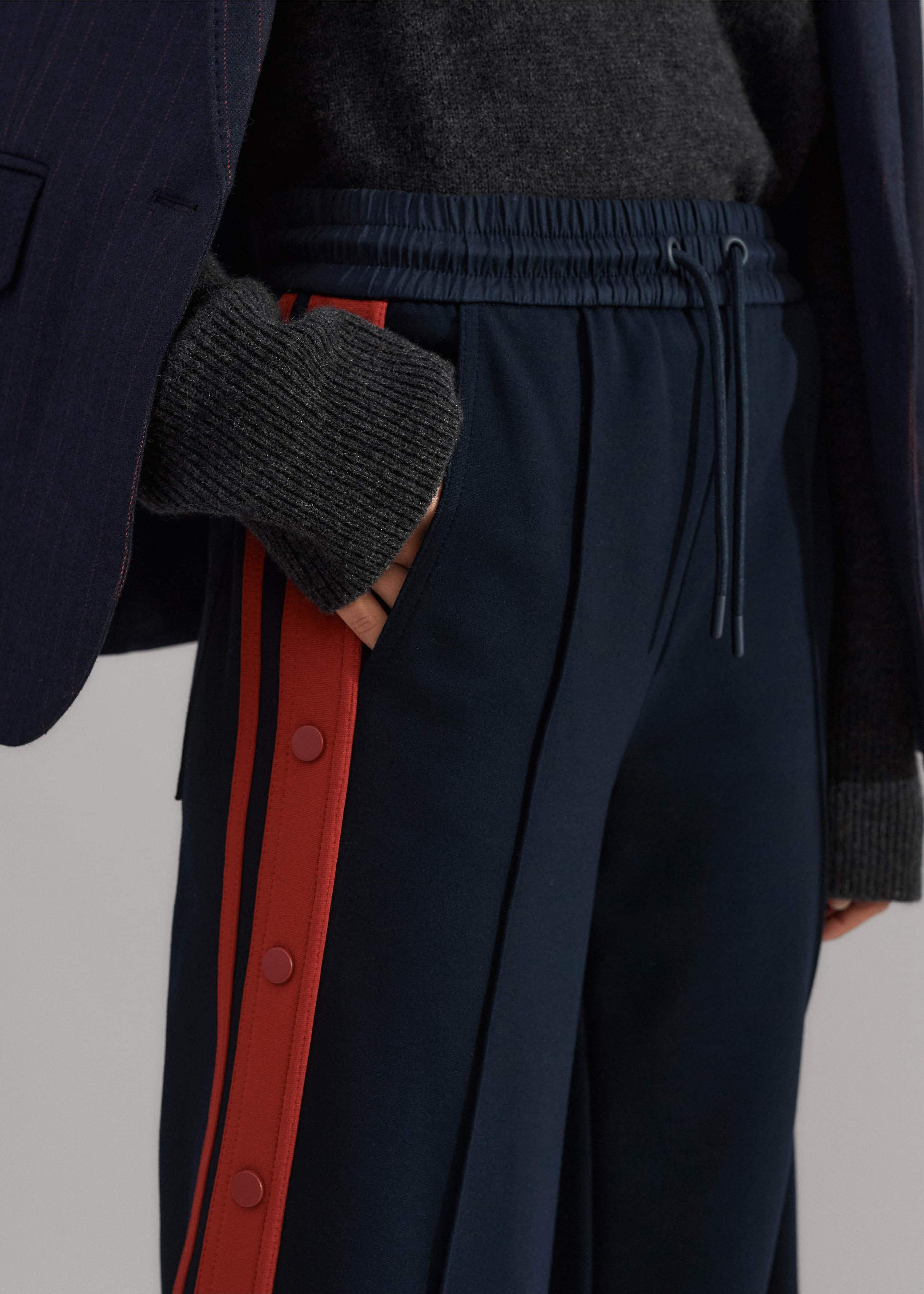 【PORTERNA】Maon snap trousers Women's Navy Snap Detail Ponte Track Pant | ME+EM