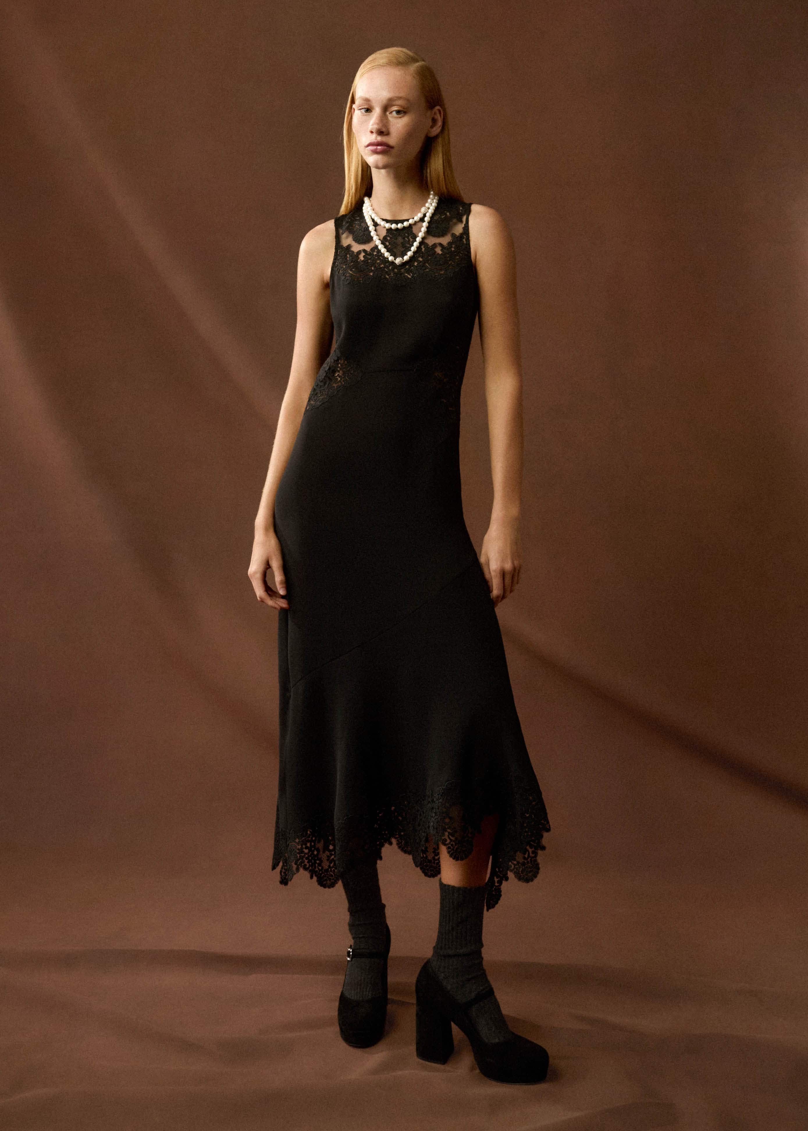full lace slip dress Simone Rocha Black Lace Trim Midi Dress