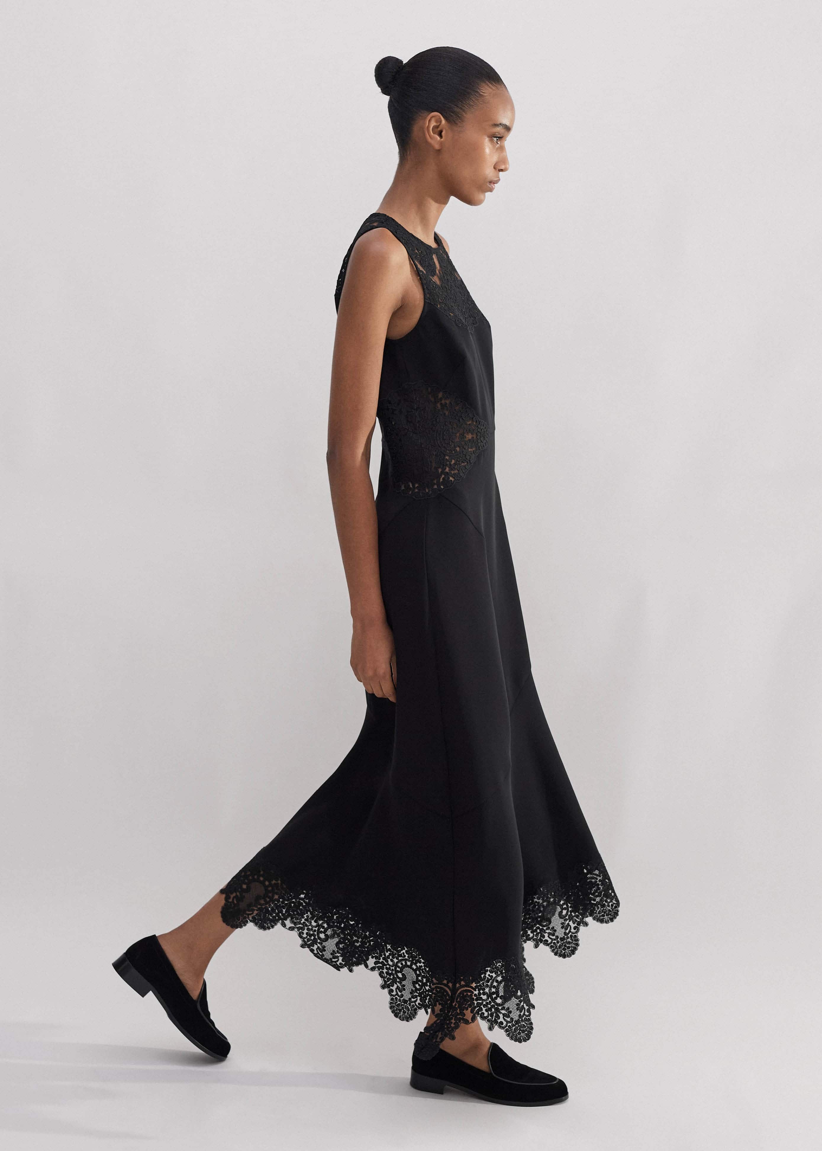 Women's Black Sleeveless Lace Midi Dress | ME+EM Women's Black Sleeveless Lace Midi Dress | ME+EM