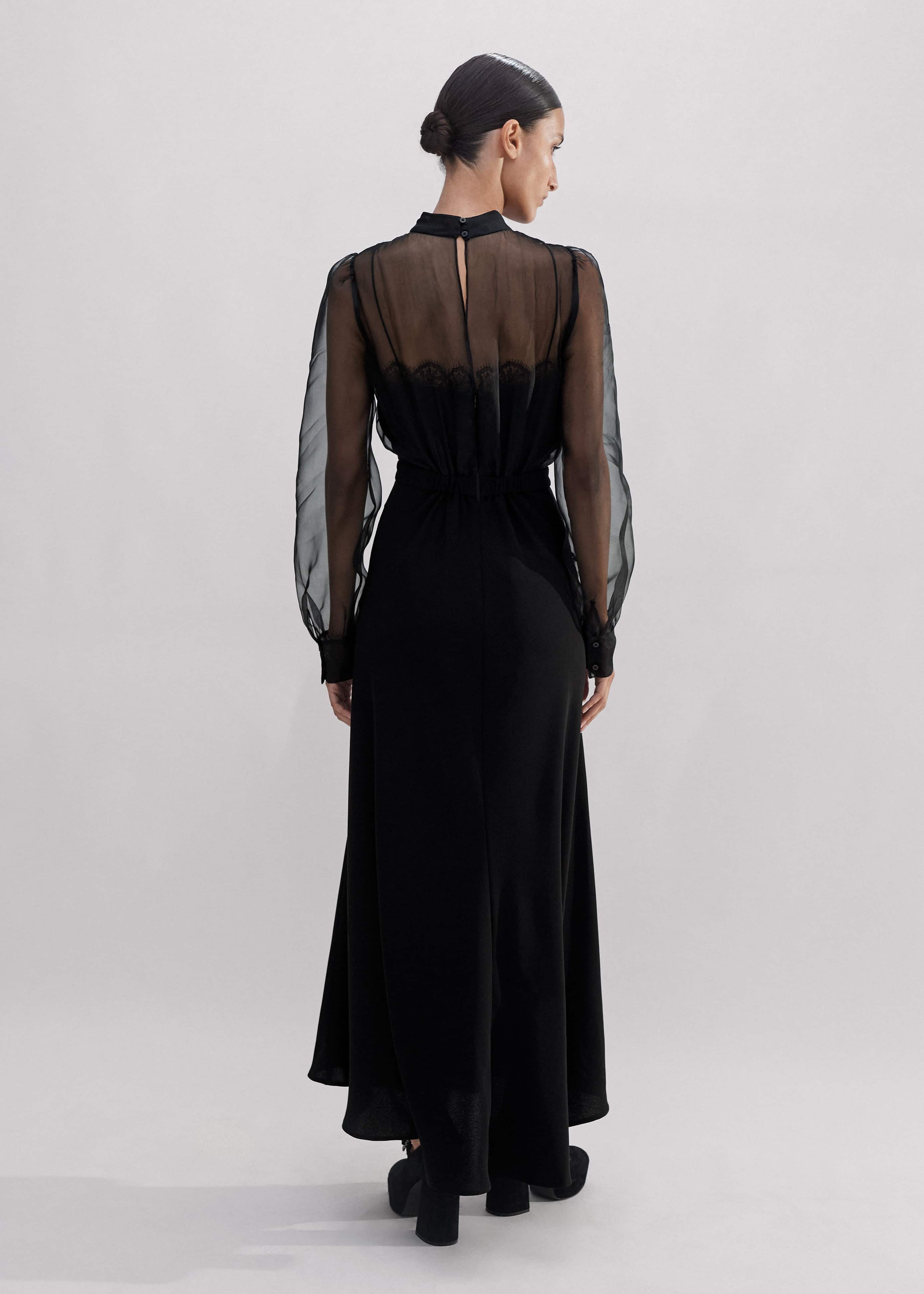 strapless open back dress Luxury Organza Layered Maxi Dress – Beige