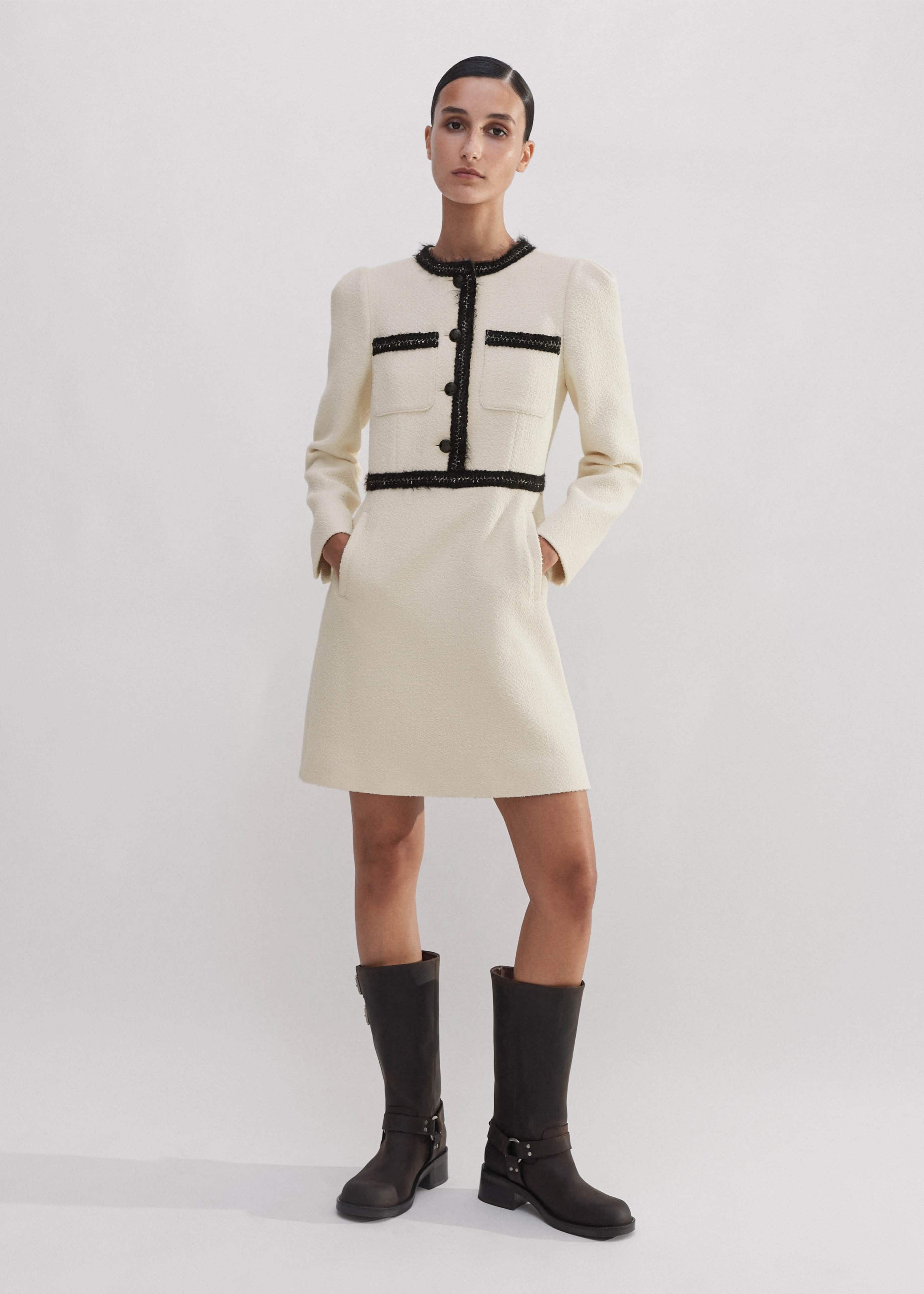 ワンピース andmary Twiggy tweed mini dress white ANDMARY】Twiggy tweed mini dress