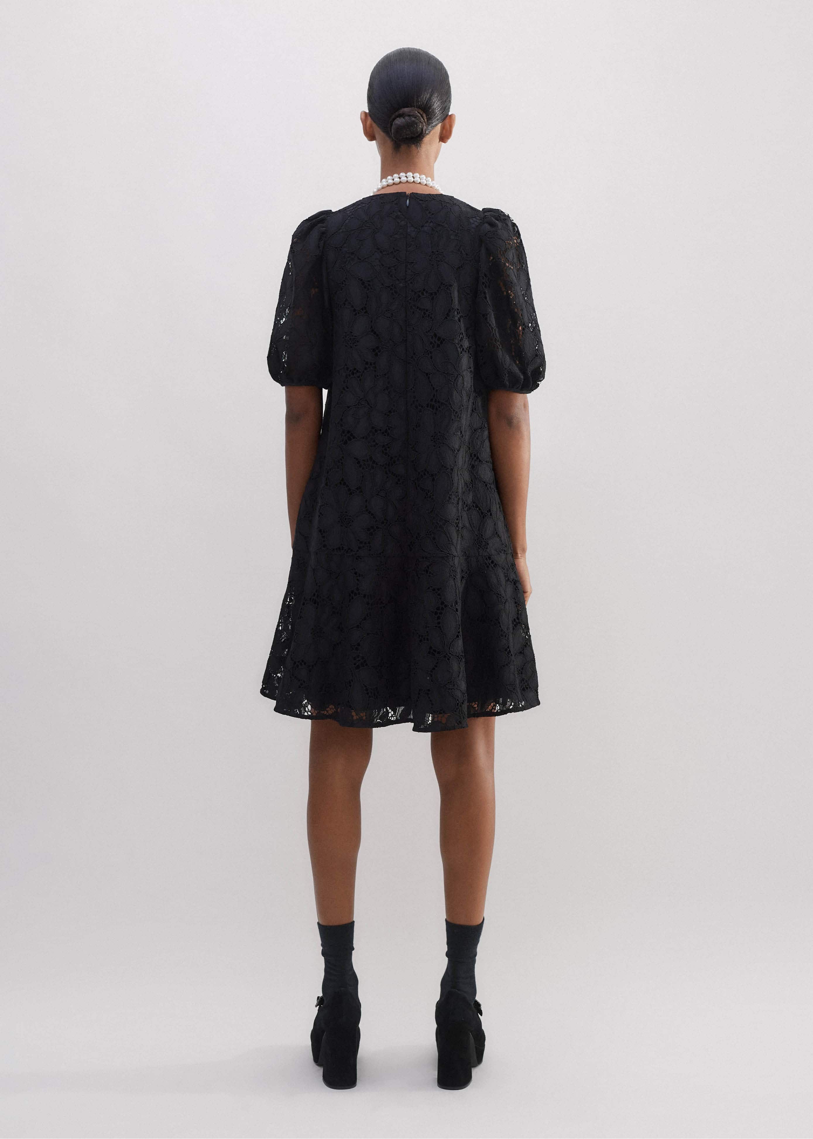 Women's Black Lined Lace Mini Dress | ME+EM
