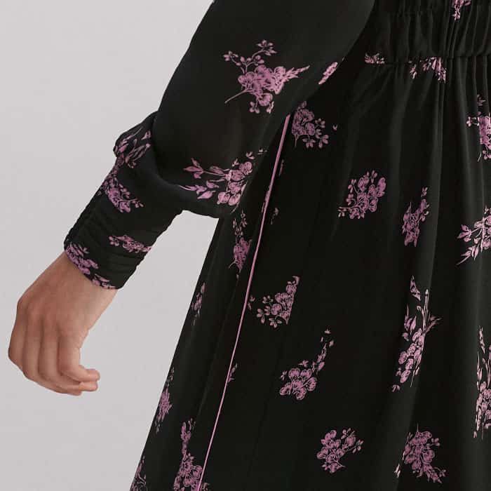 princess polly baby blue dress Women's Black Silk Scattered Floral Print Maxi Dress