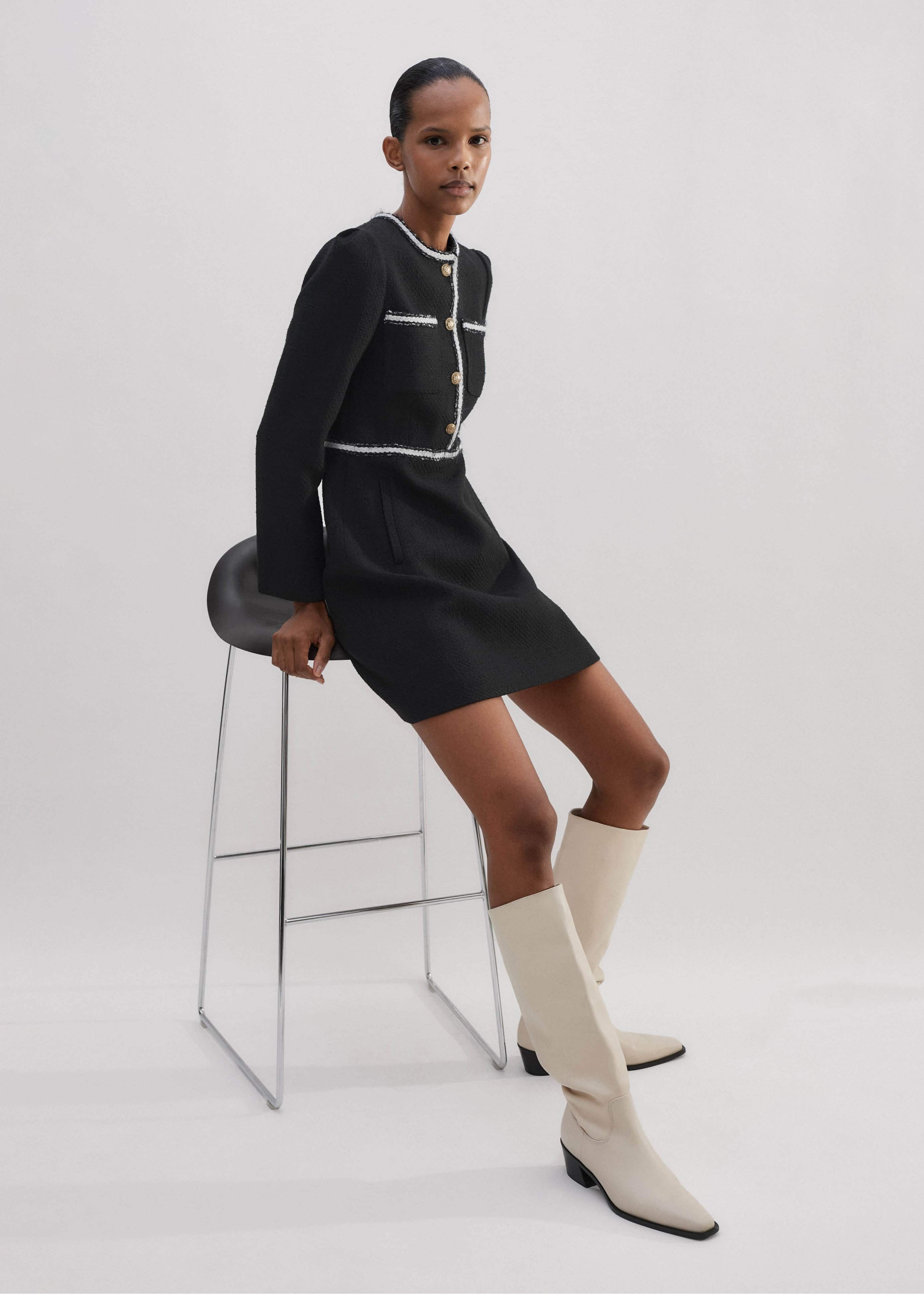 Women's Black Tweed Fit And Flare Mini Dress | ME+EM