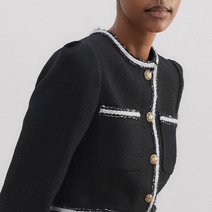 Women's Black Tweed Fit And Flare Mini Dress | ME+EM