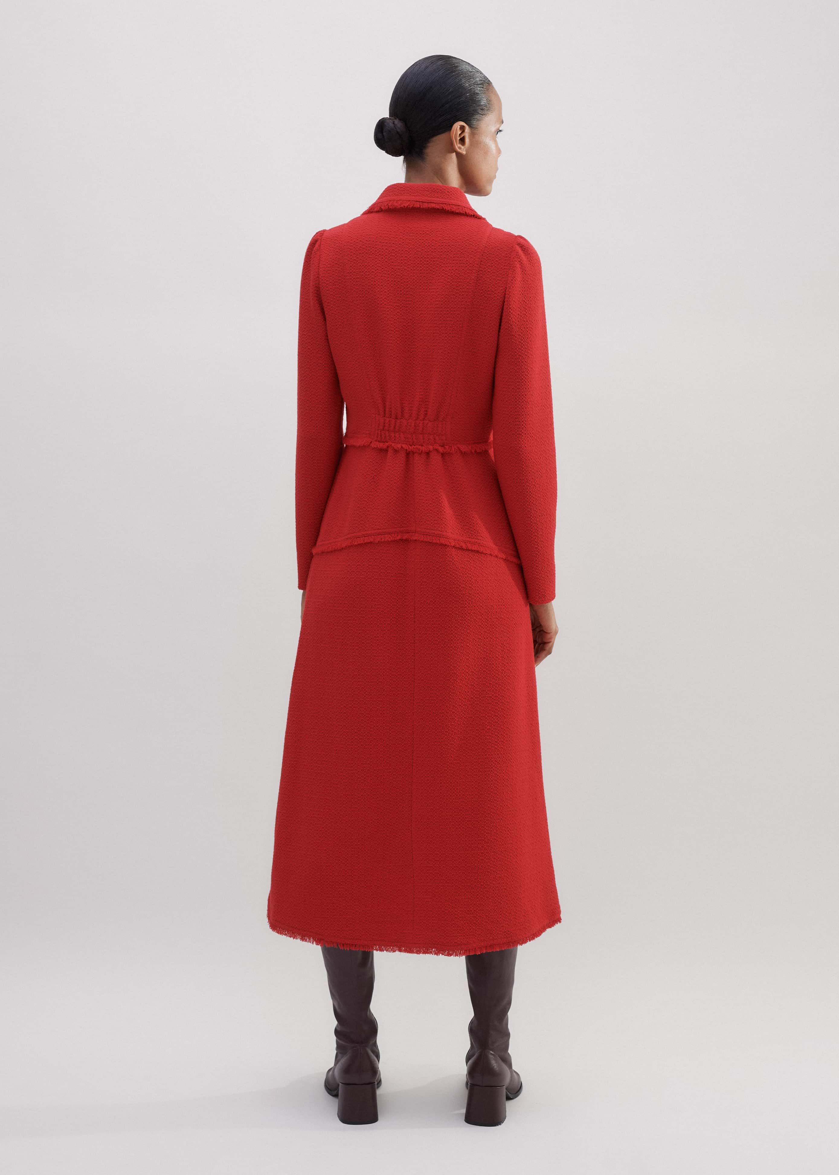 Women's Red Textured Desk-To-Dinner Midi Dress | ME+EM
