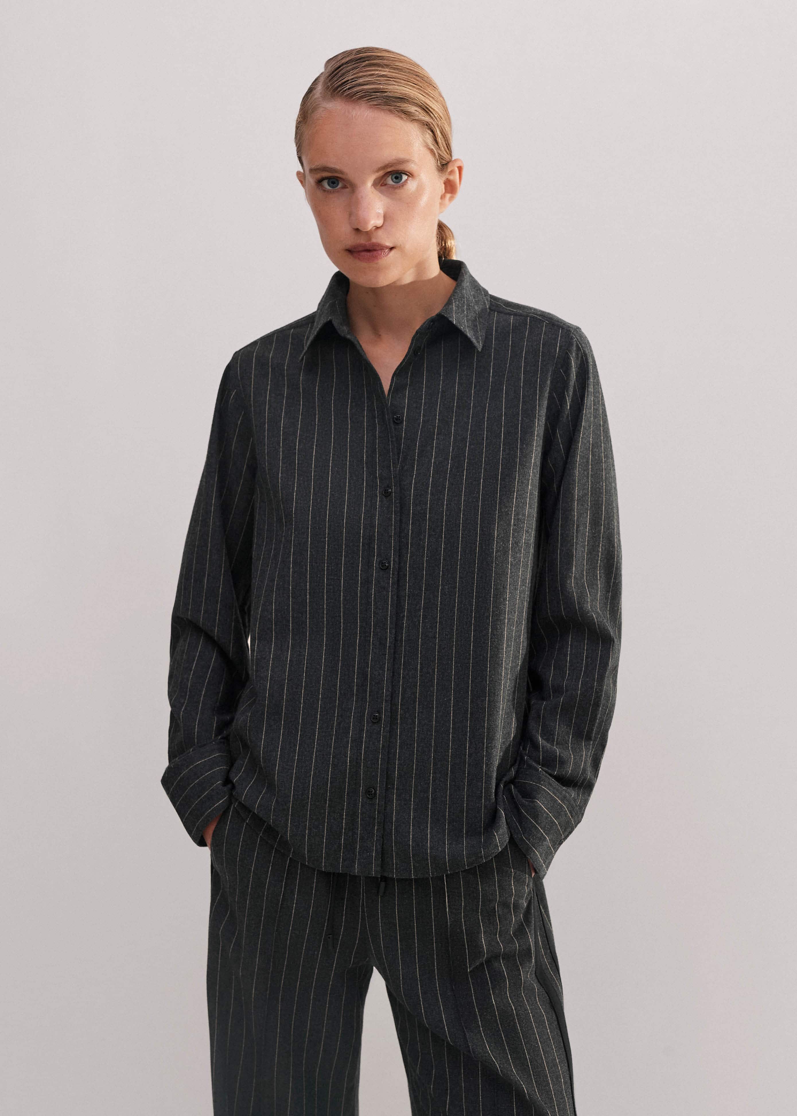 grey pinstripe dress shirt Canclini Thick Grey & White Striped Dress Shirt by Knot Standard