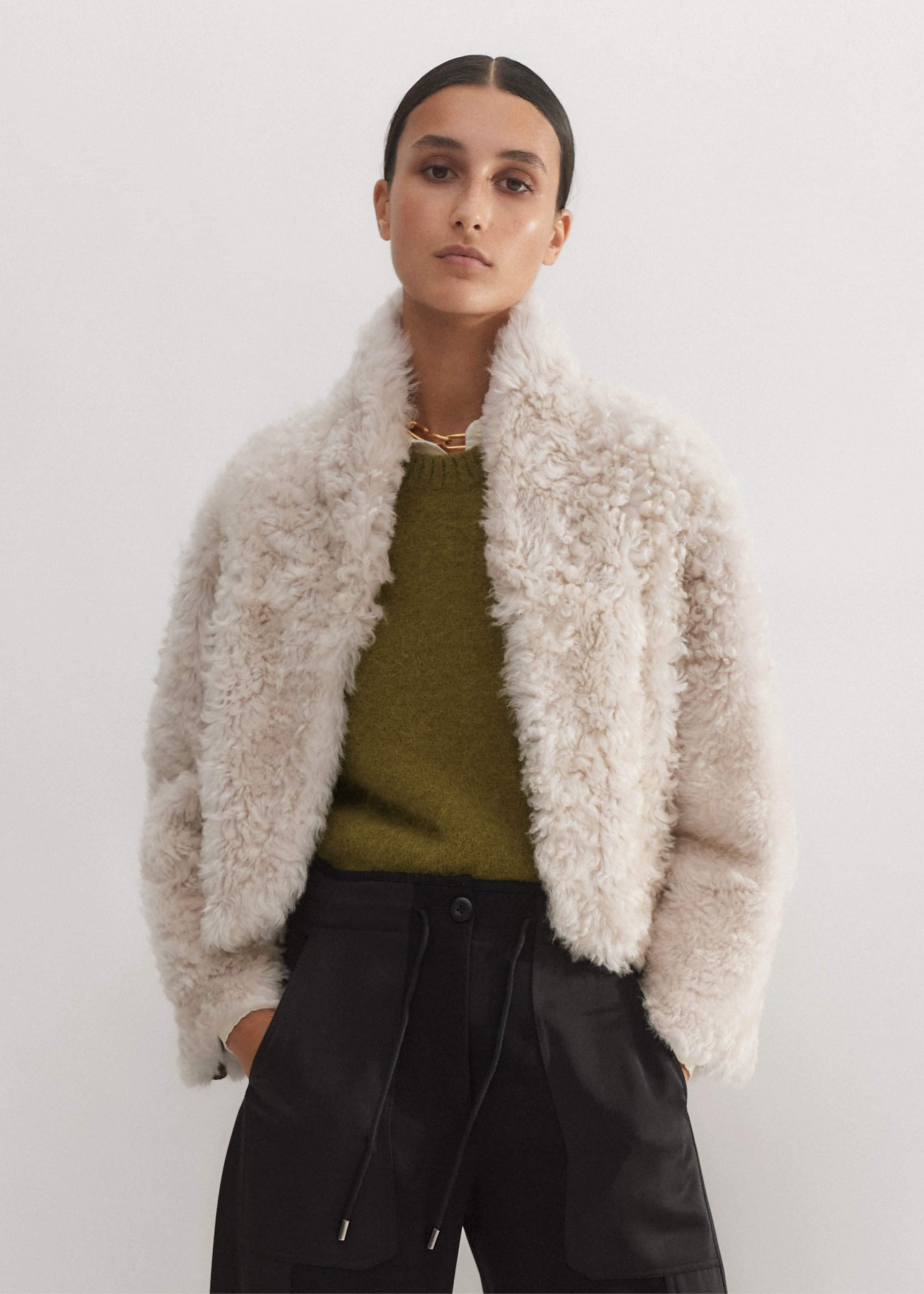 FAUX SHEARLING DOUBLE－BREASTED