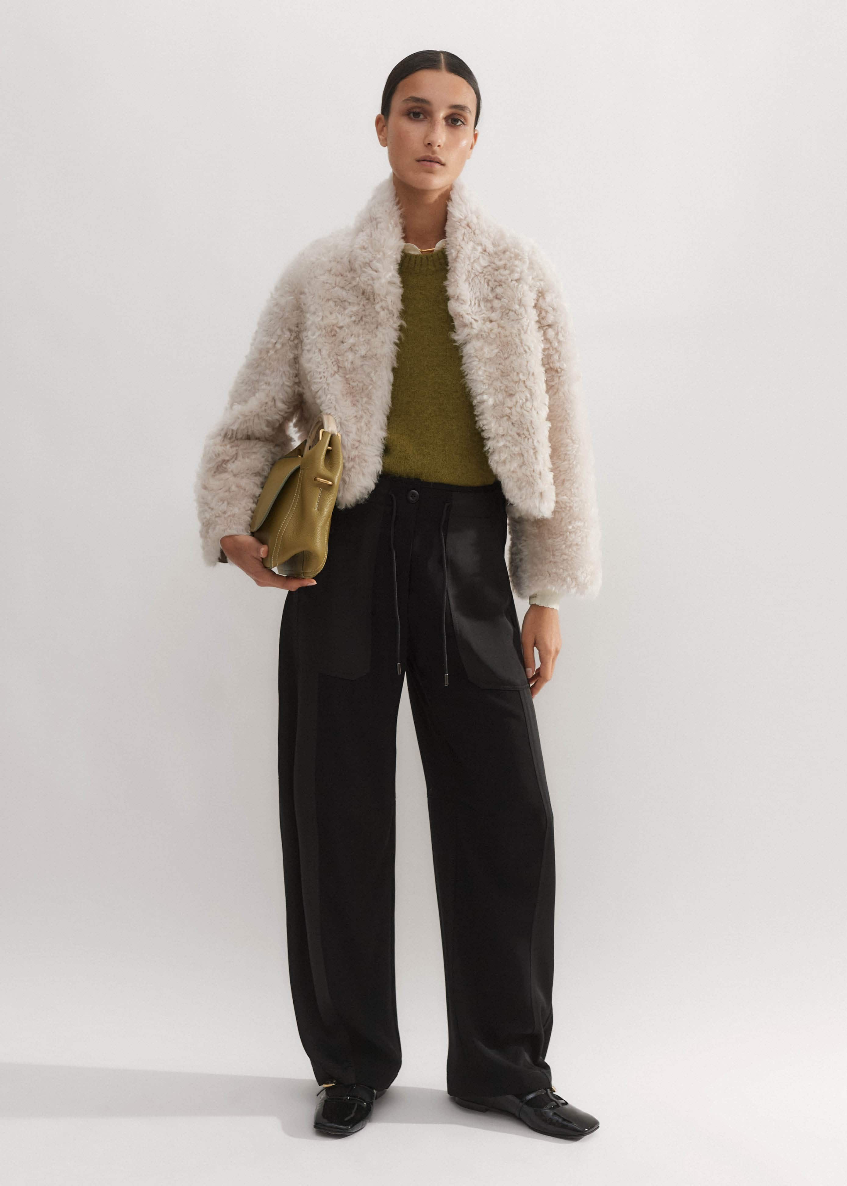 Women's Natural Lux Shearling Crop Jacket | ME+EM