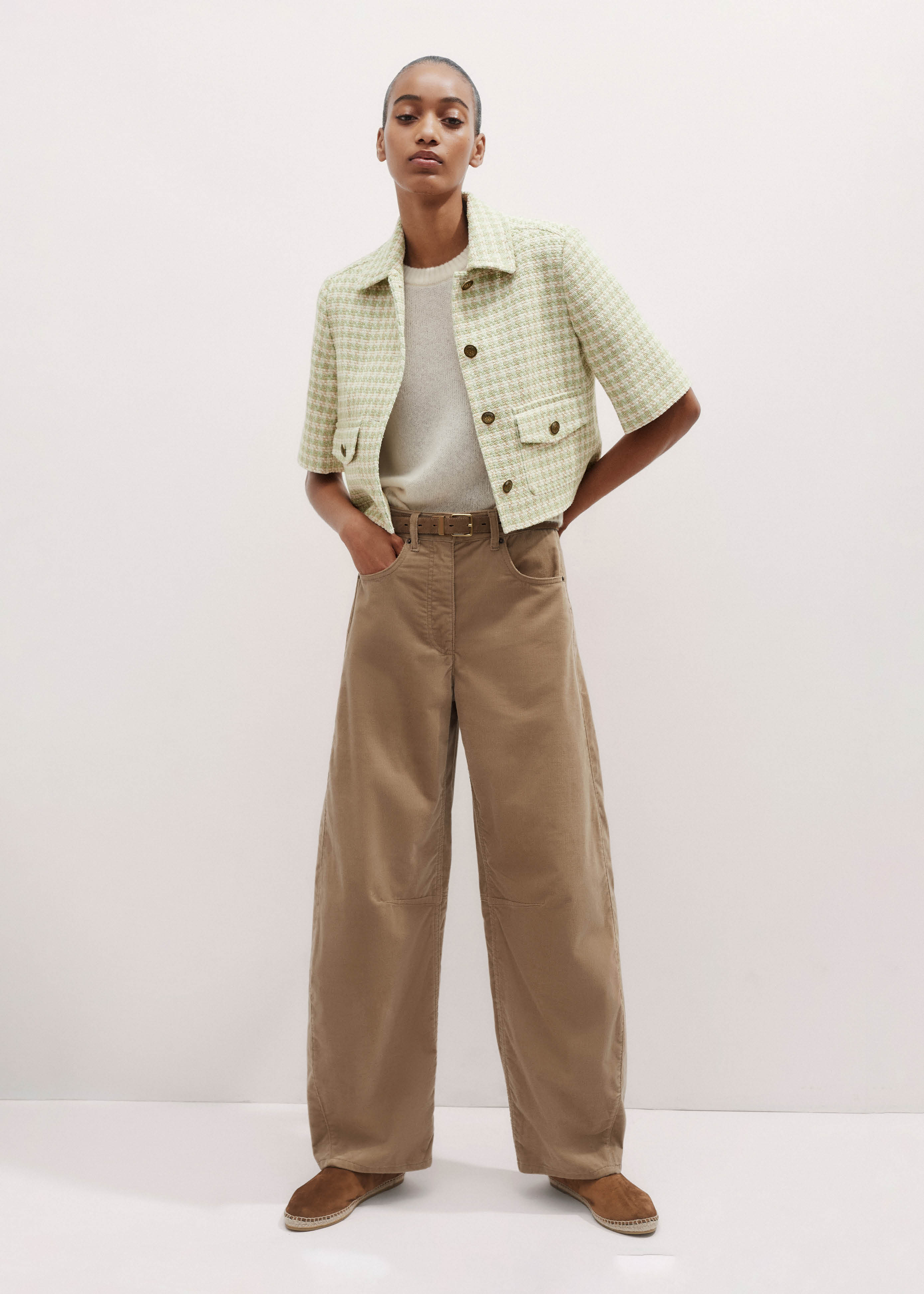Women's Brown Washed Cord Extreme Seam Pant | ME+EM