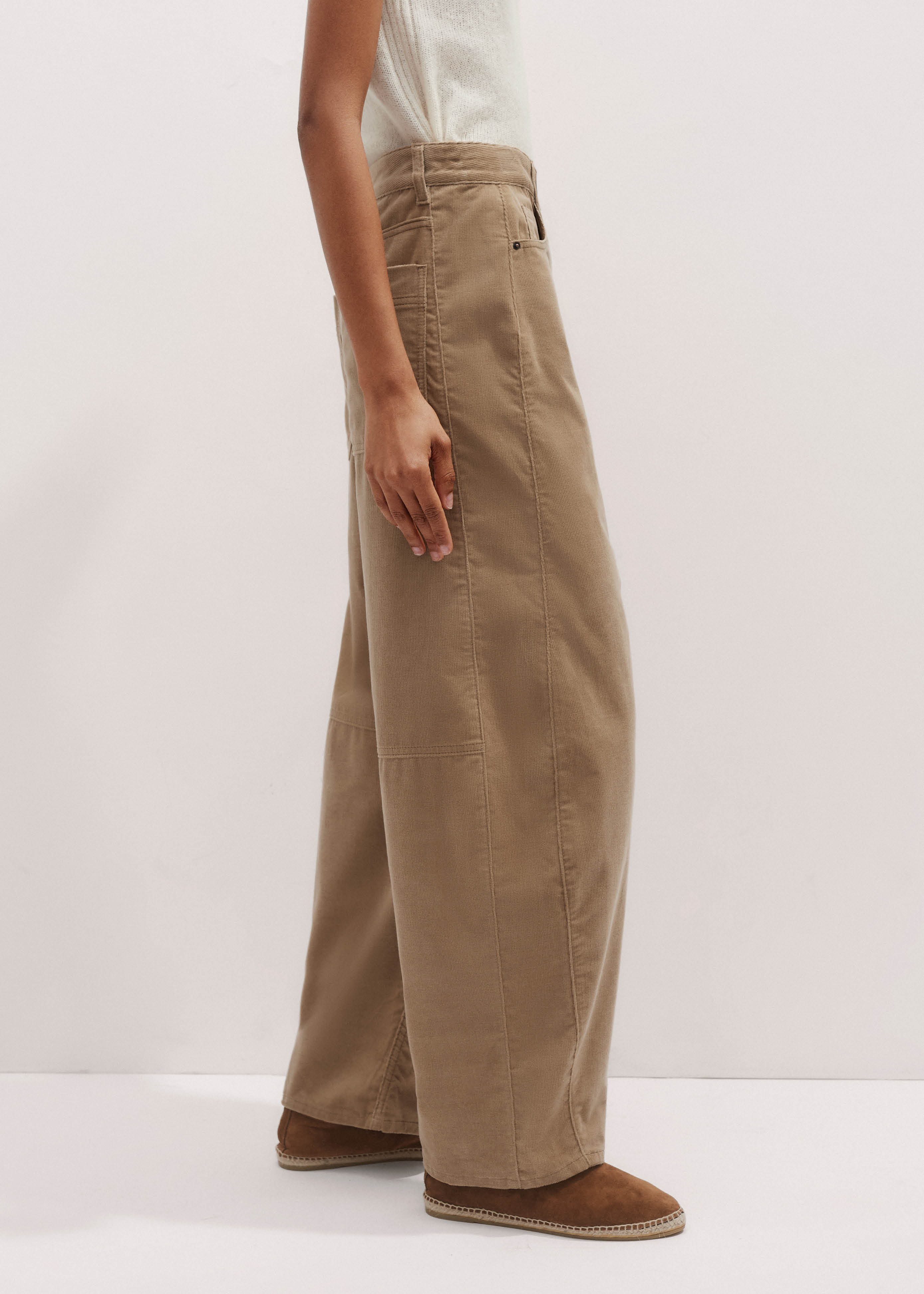 Women's Brown Washed Cord Extreme Seam Pant | ME+EM