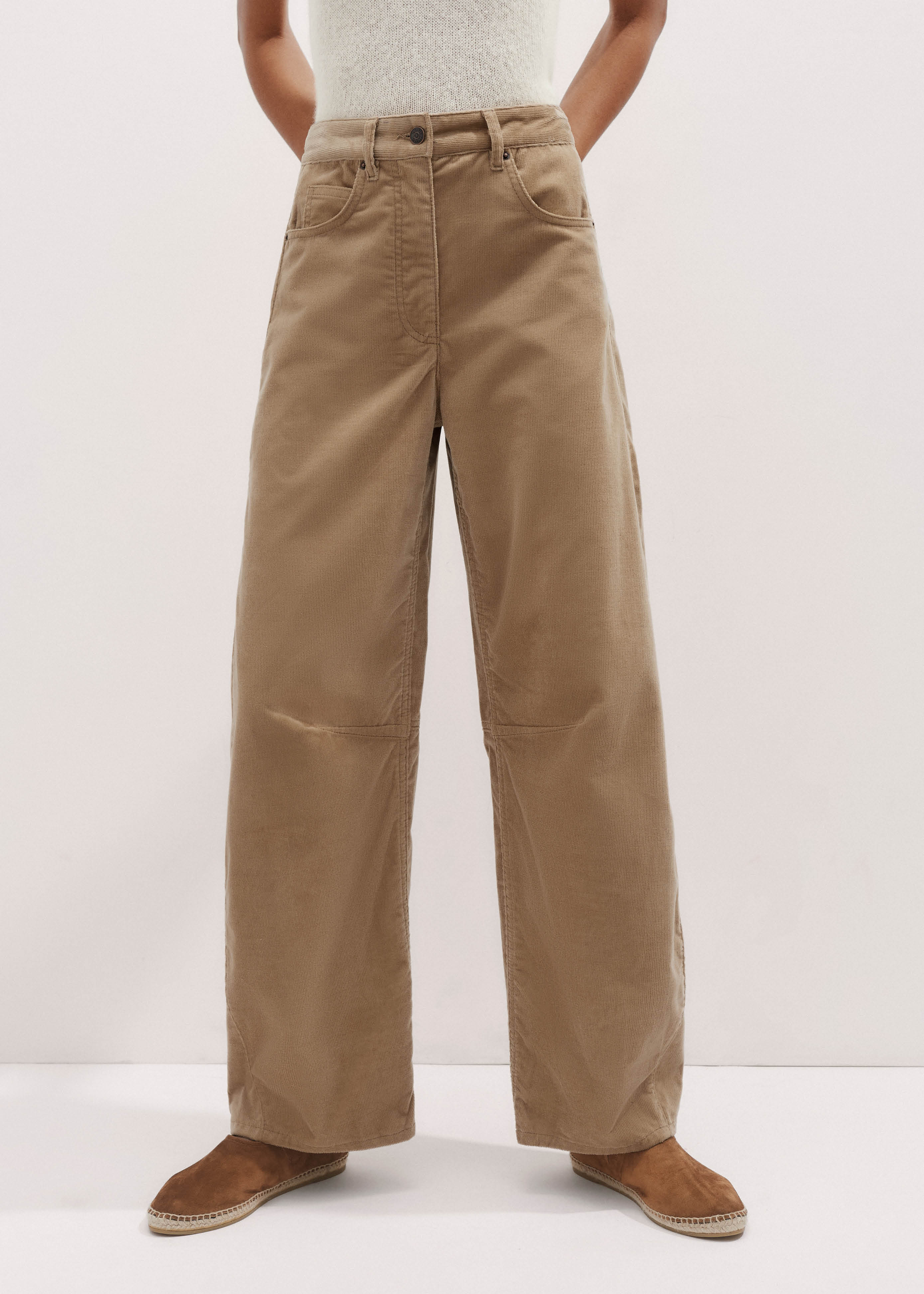 Women's Brown Washed Cord Extreme Seam Pant | ME+EM