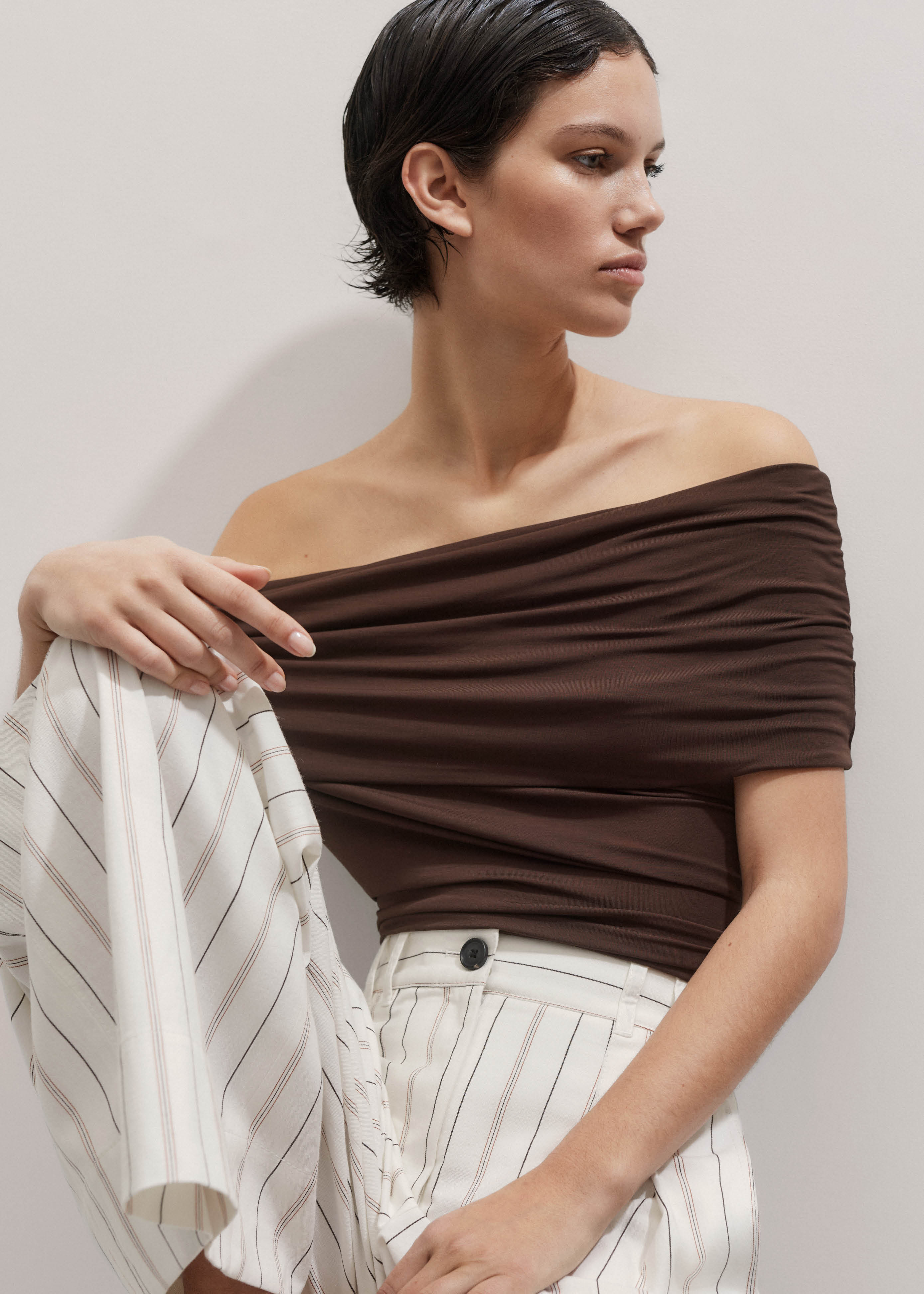 Women's Brown Off-The-Shoulder Top | ME+EM