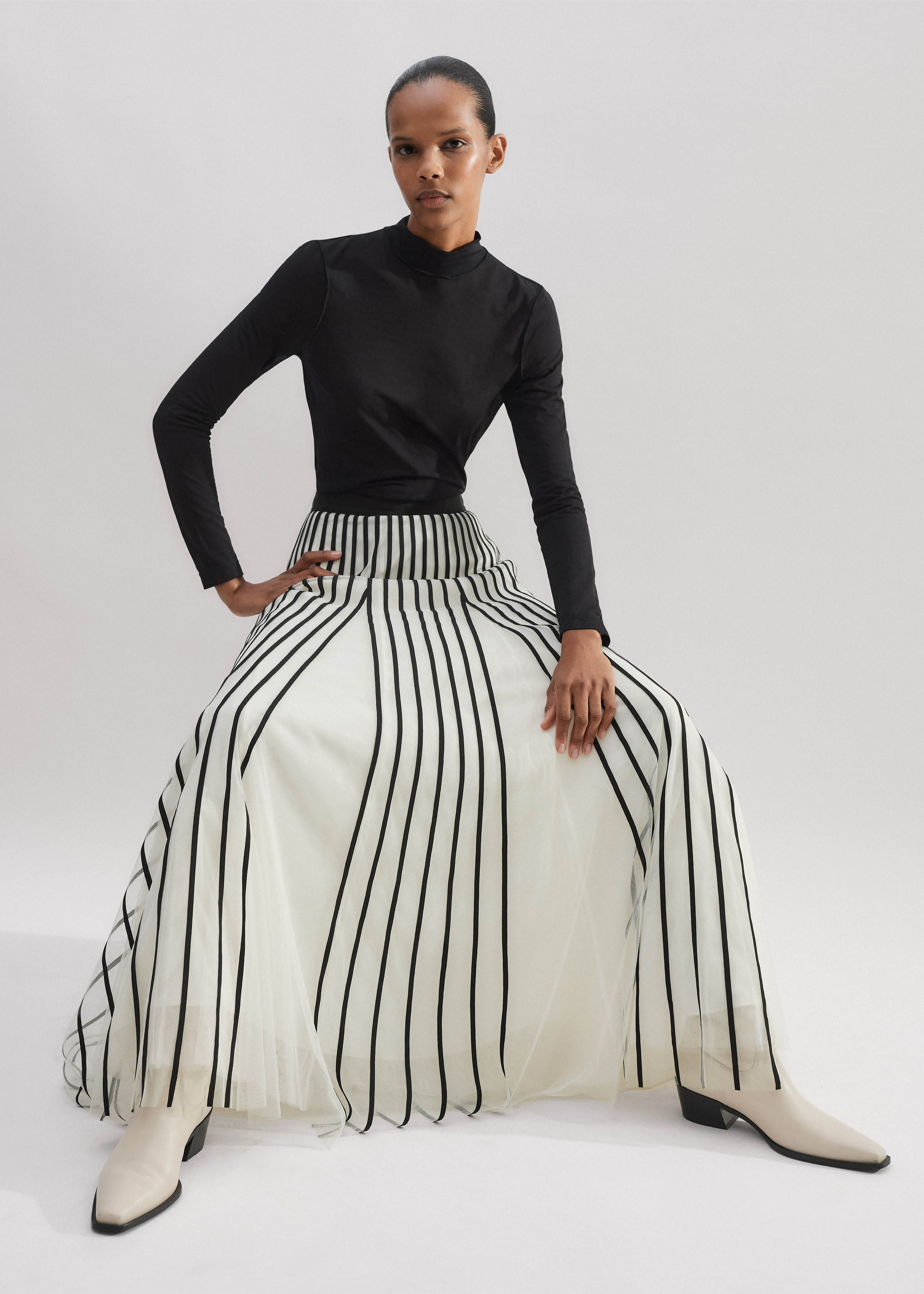 Women's Ivory Tulle Maxi Skirt | ME+EM